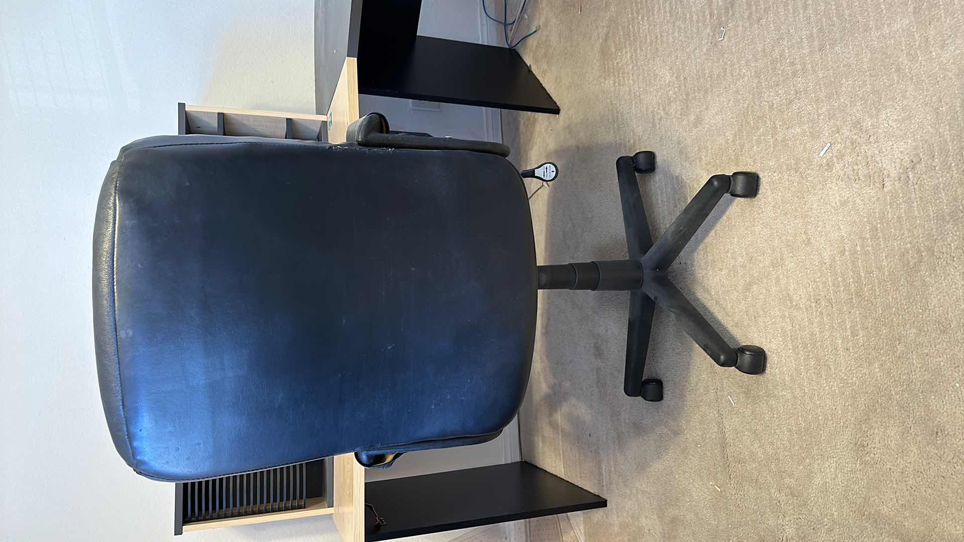 Photo 1 of 2 BLACK LEATHER ADJUSTABLE OFFICE CHAIRS