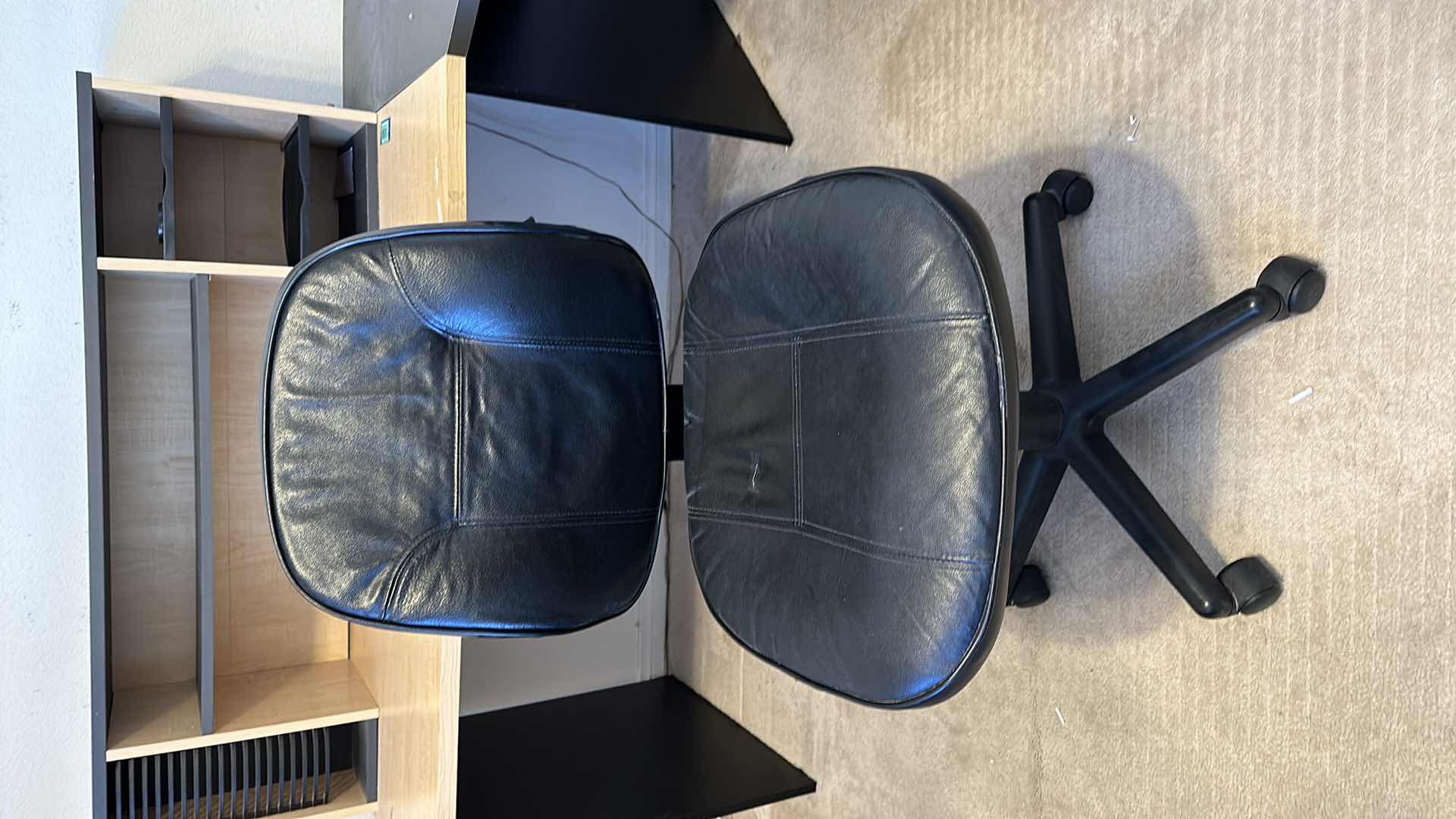 Photo 1 of 2 BLACK LEATHER ADJUSTABLE OFFICE CHAIRS