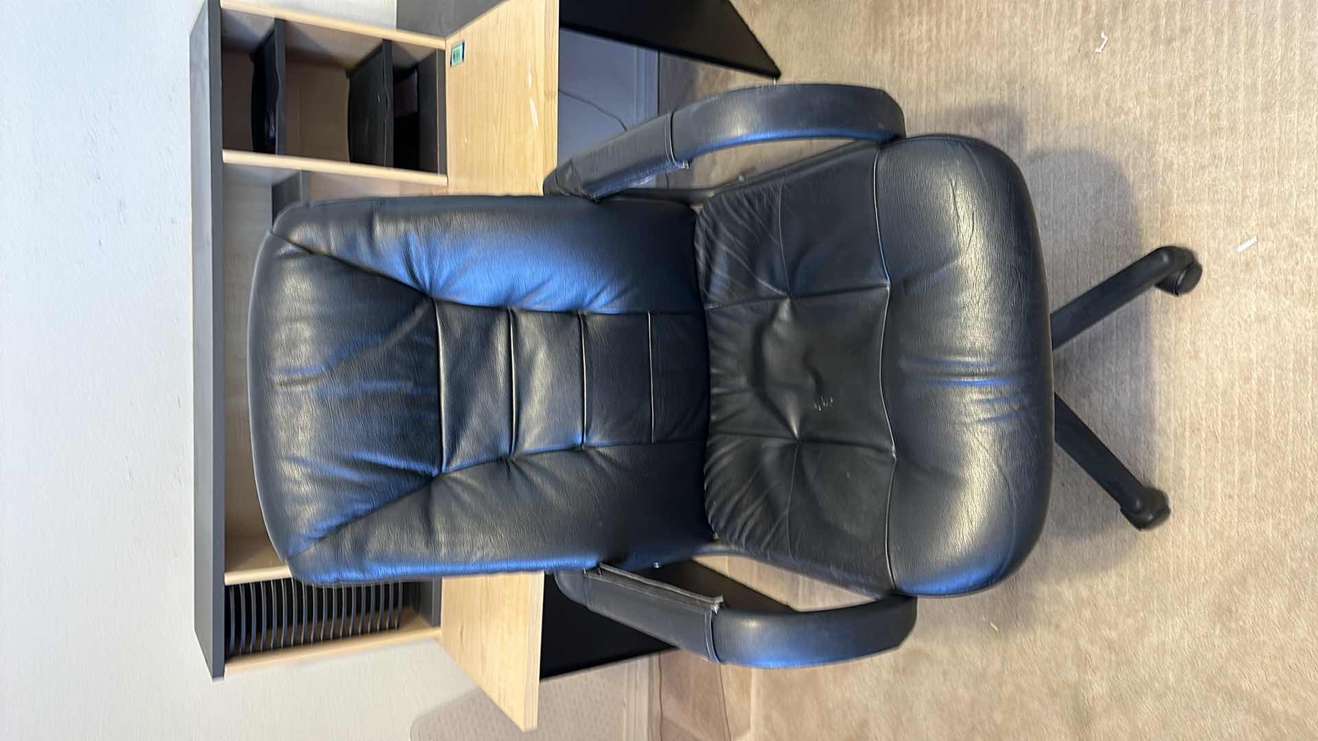 Photo 1 of 2 BLACK LEATHER ADJUSTABLE OFFICE CHAIRS