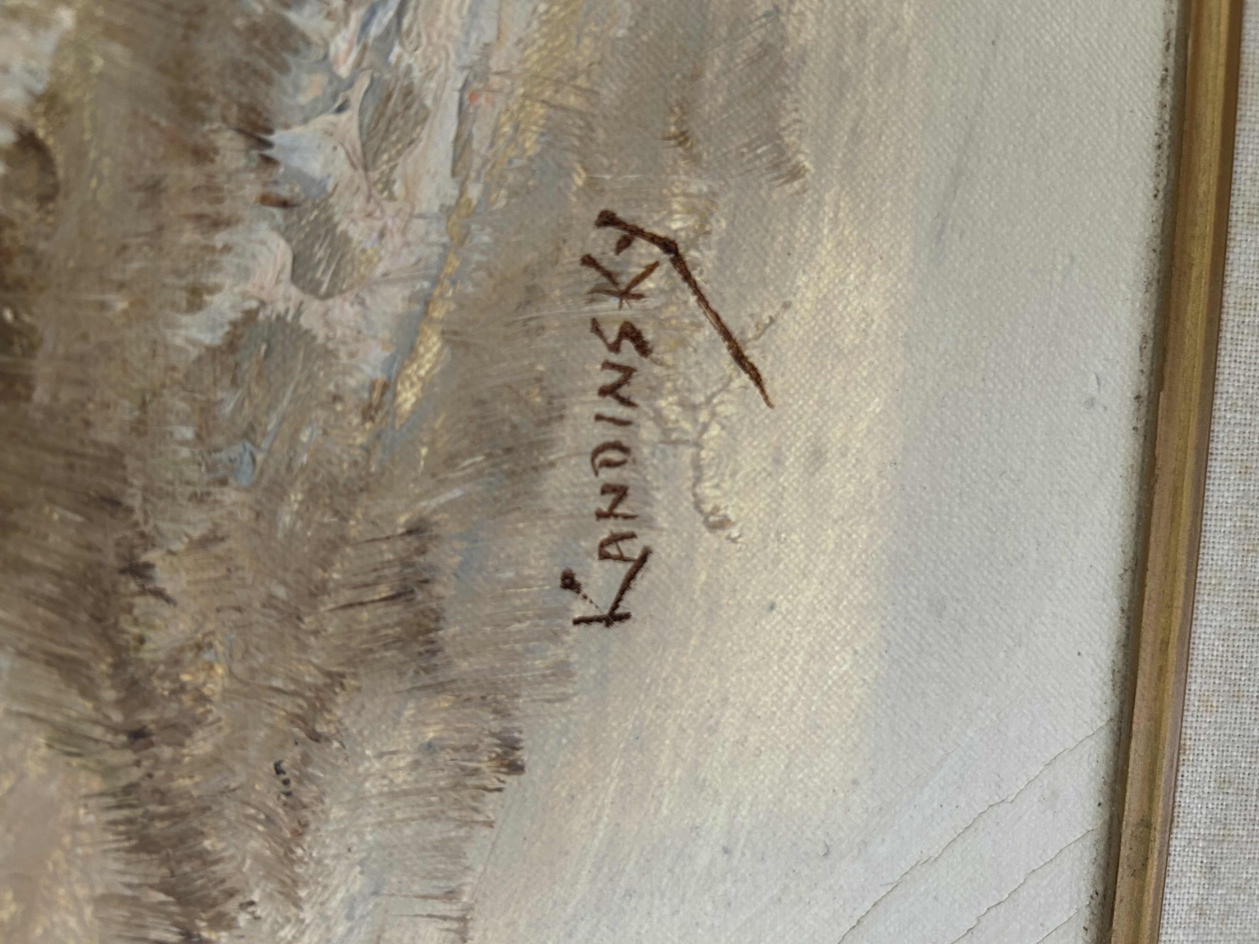 Photo 1 of  BROWN FRAMED KANDINSKY OIL PAINTING ARTWORK  27” X 31”