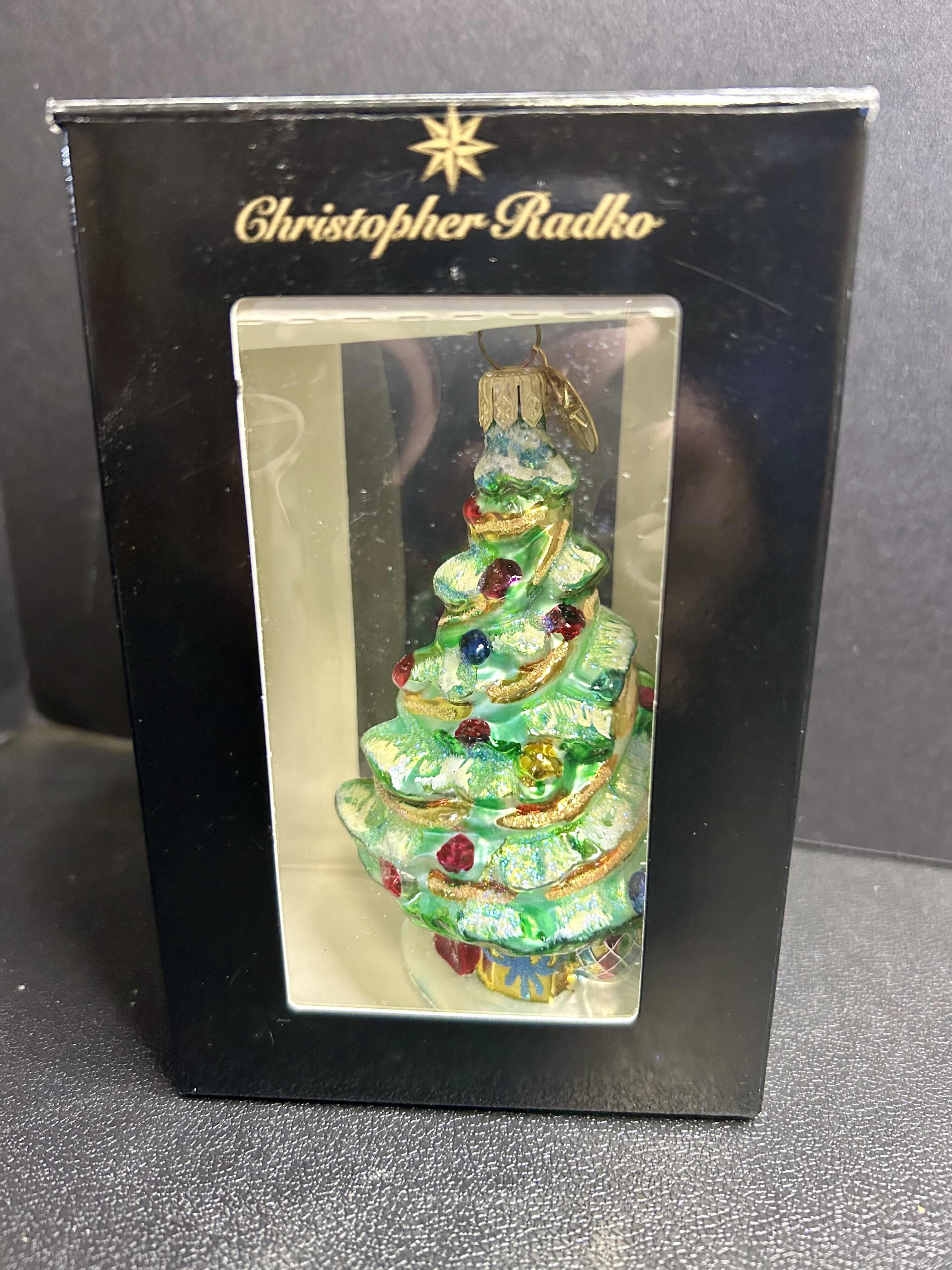 Photo 1 of NIB CHRISTOPHER RADKO CHRISTMAS TREE GLASS ORNAMENT SPARKLING SPRUCE 


