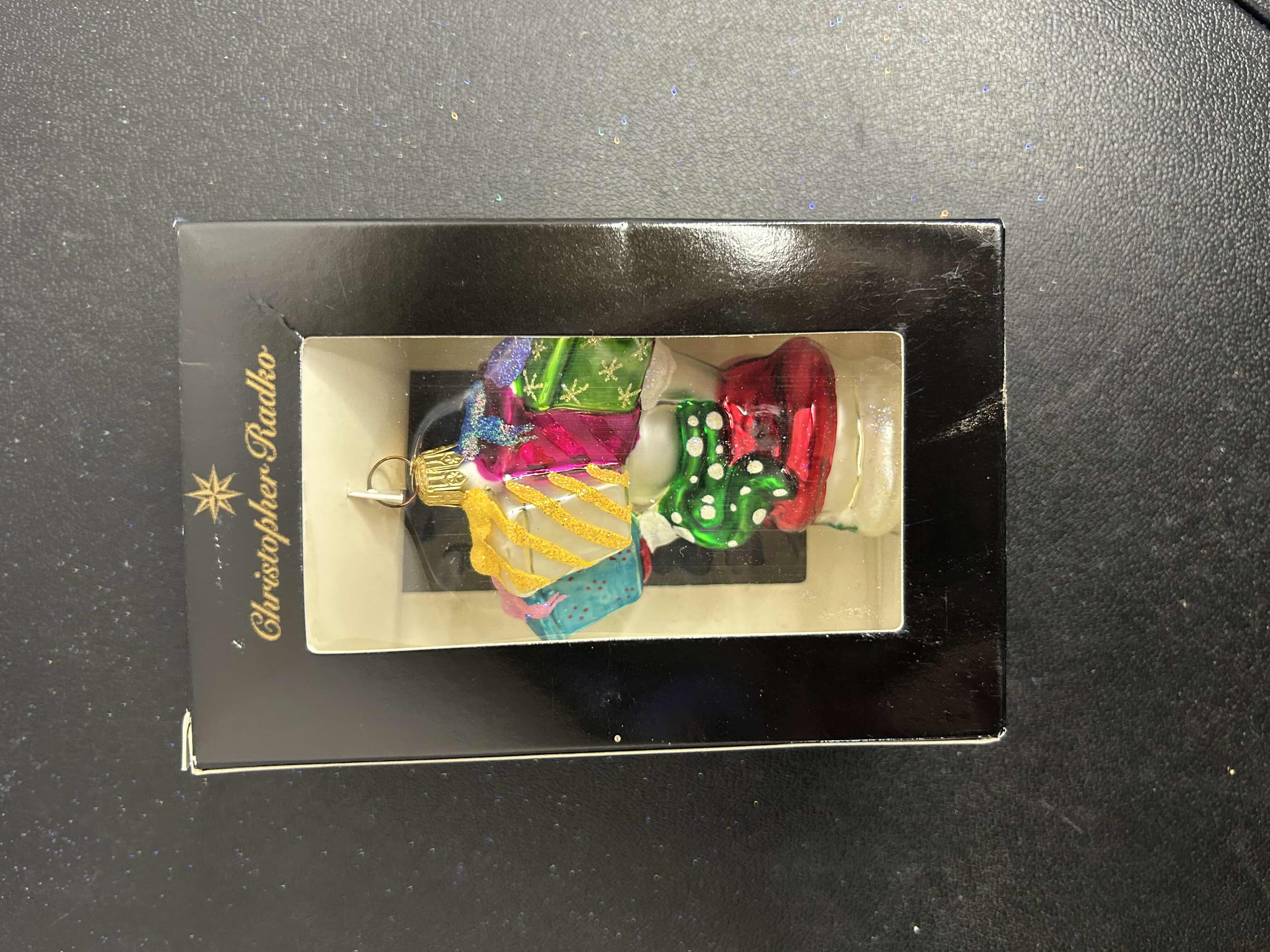 Photo 1 of NIB CHRISTOPHER RADKO "HOLIDAY HOORAY" GLASS CHRISTMAS ORNAMENT.
