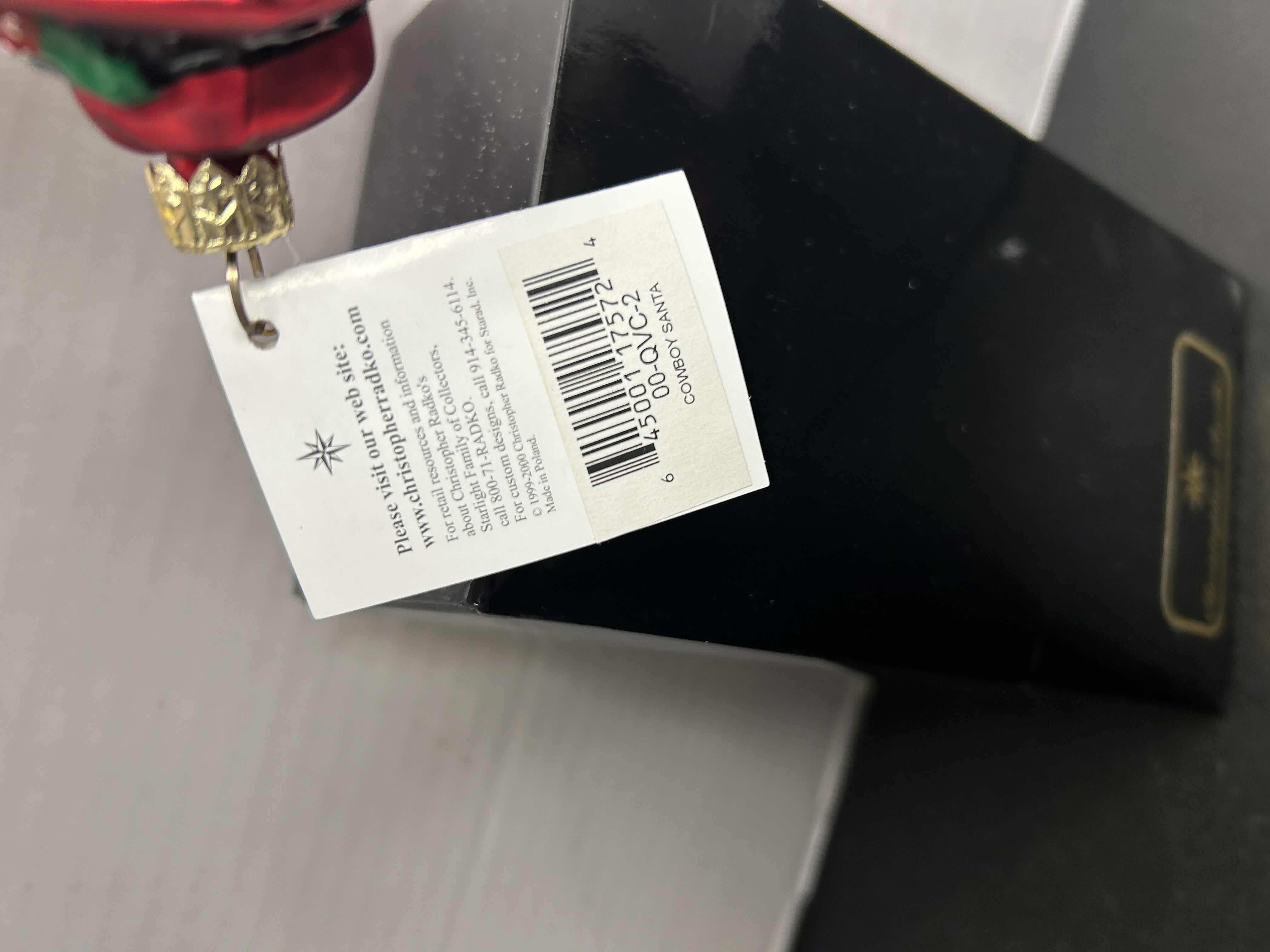 Photo 1 of NIB CHRISTOPHER RADKO  COWBOY SANTA ORNAMENT

