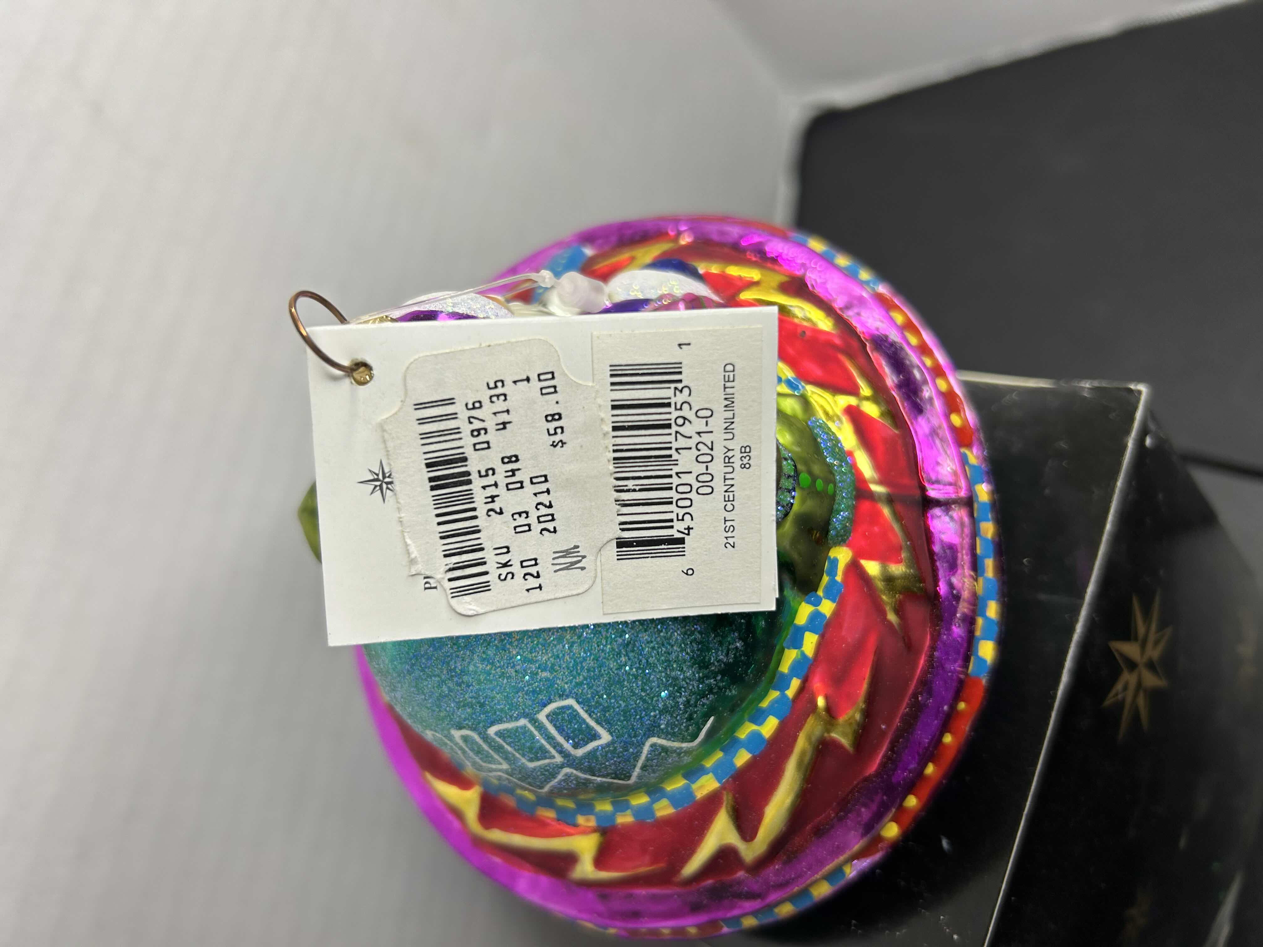 Photo 1 of NIB CHRISTOPHER RADKO "21st CENTURY UNLIMITED" GLASS CHRISTMAS ORNAMENT 
