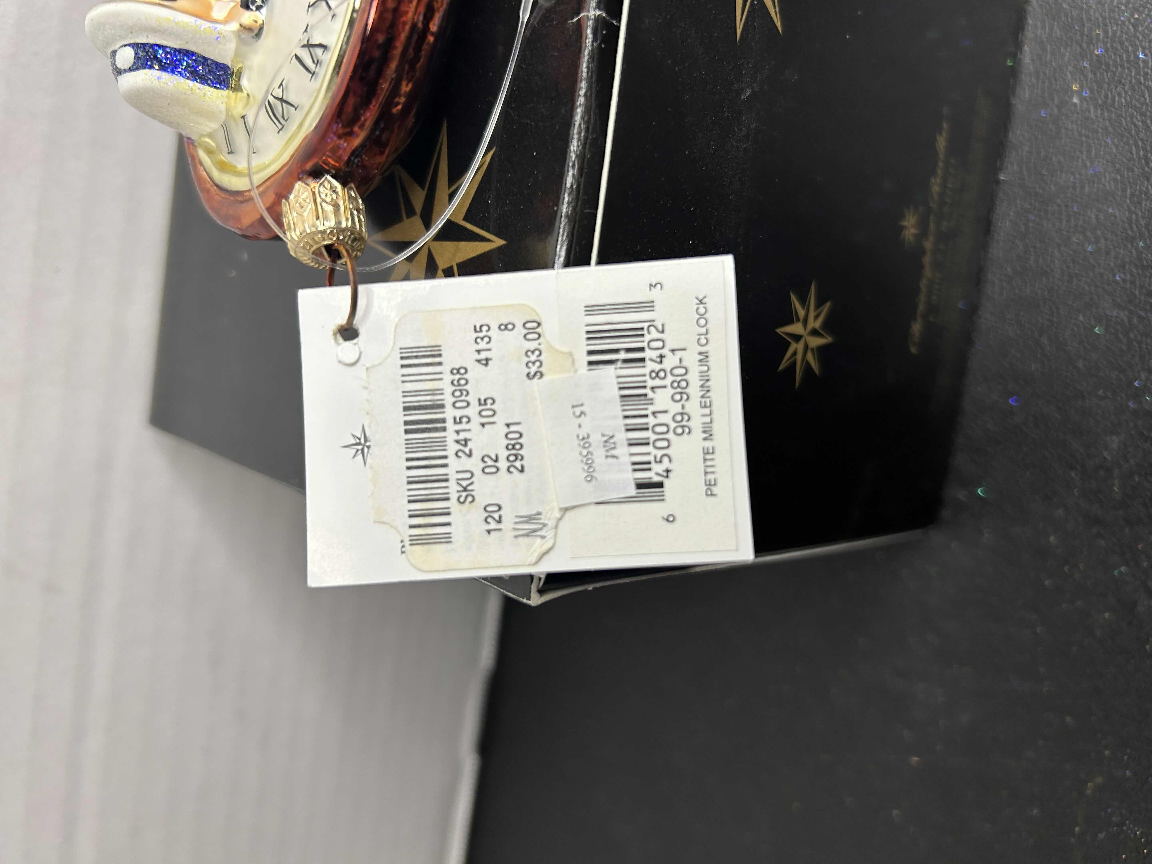 Photo 1 of NIB CHRISTOPHER RADKO "PETITE MILLENNIUM CLOCK" GLASS CHRISTMAS ORNAMENT

