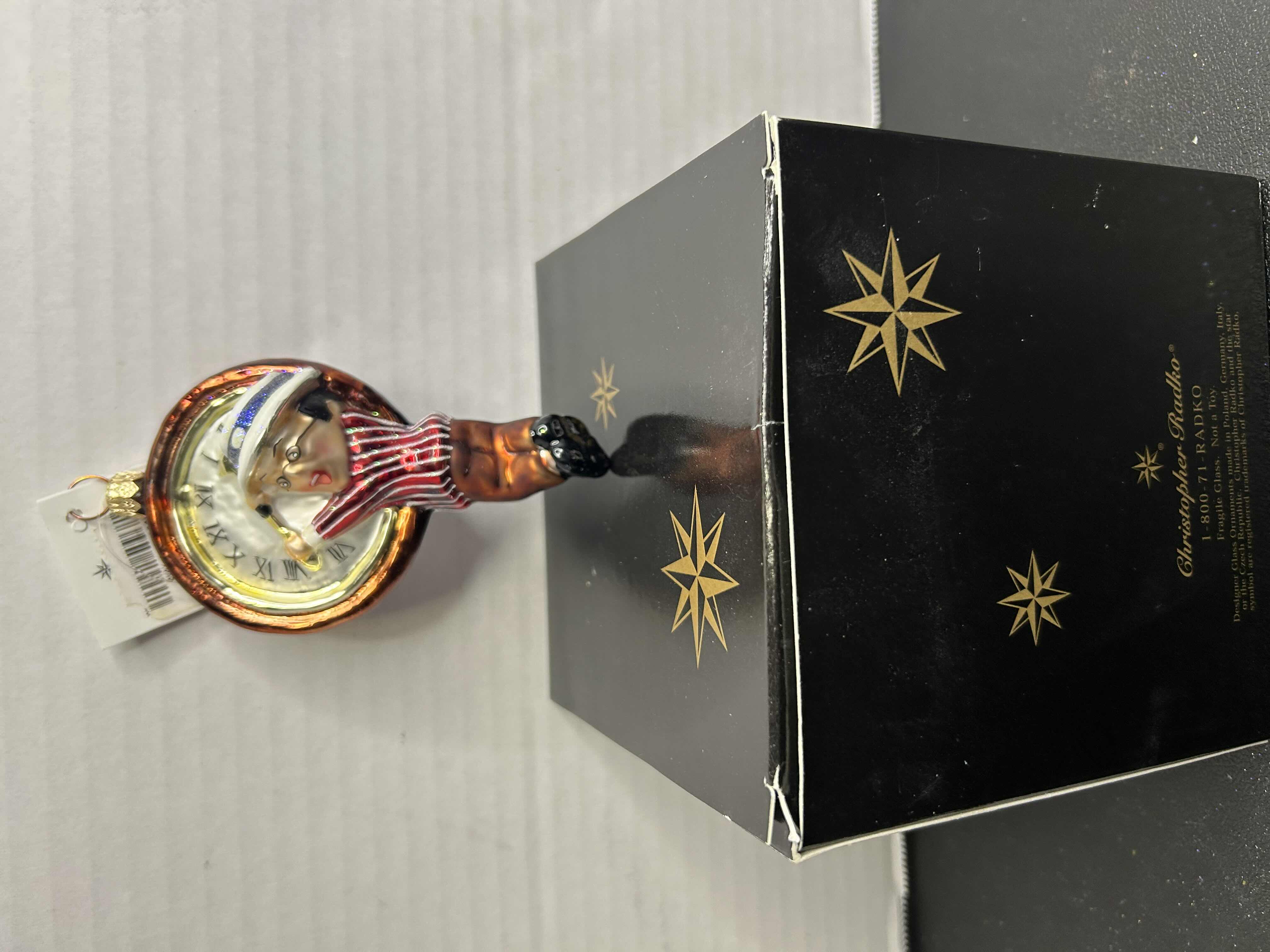 Photo 1 of NIB CHRISTOPHER RADKO "PETITE MILLENNIUM CLOCK" GLASS CHRISTMAS ORNAMENT

