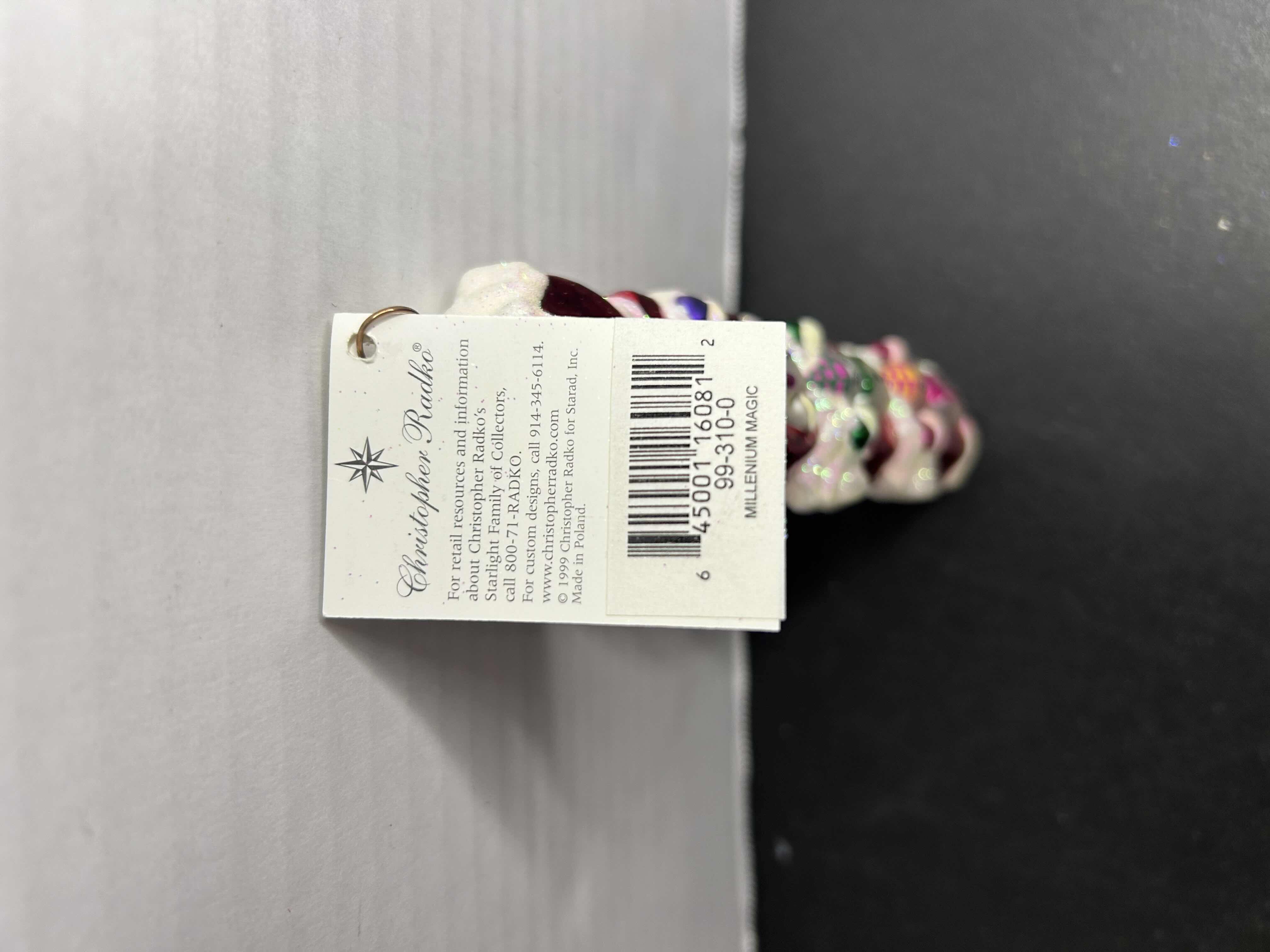 Photo 1 of NIB CHRISTOPHER RADKO "MILLENNIUM MAGIC" GLASS CHRISTMAS ORNAMENT

