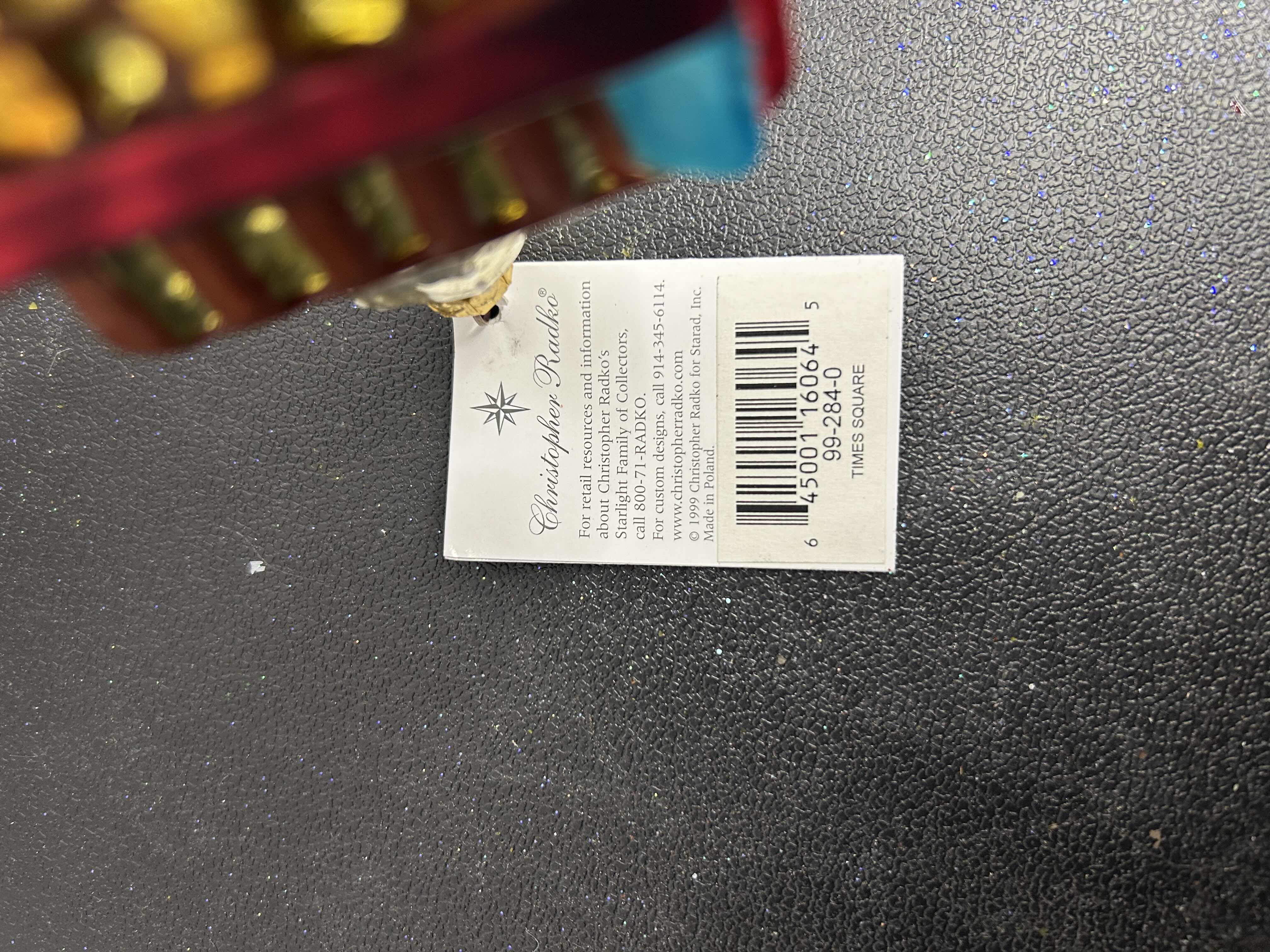 Photo 1 of NIB CHRISTOPHER RADKO "TIMES SQUARE" GLASS CHRISTMAS ORNAMENT

