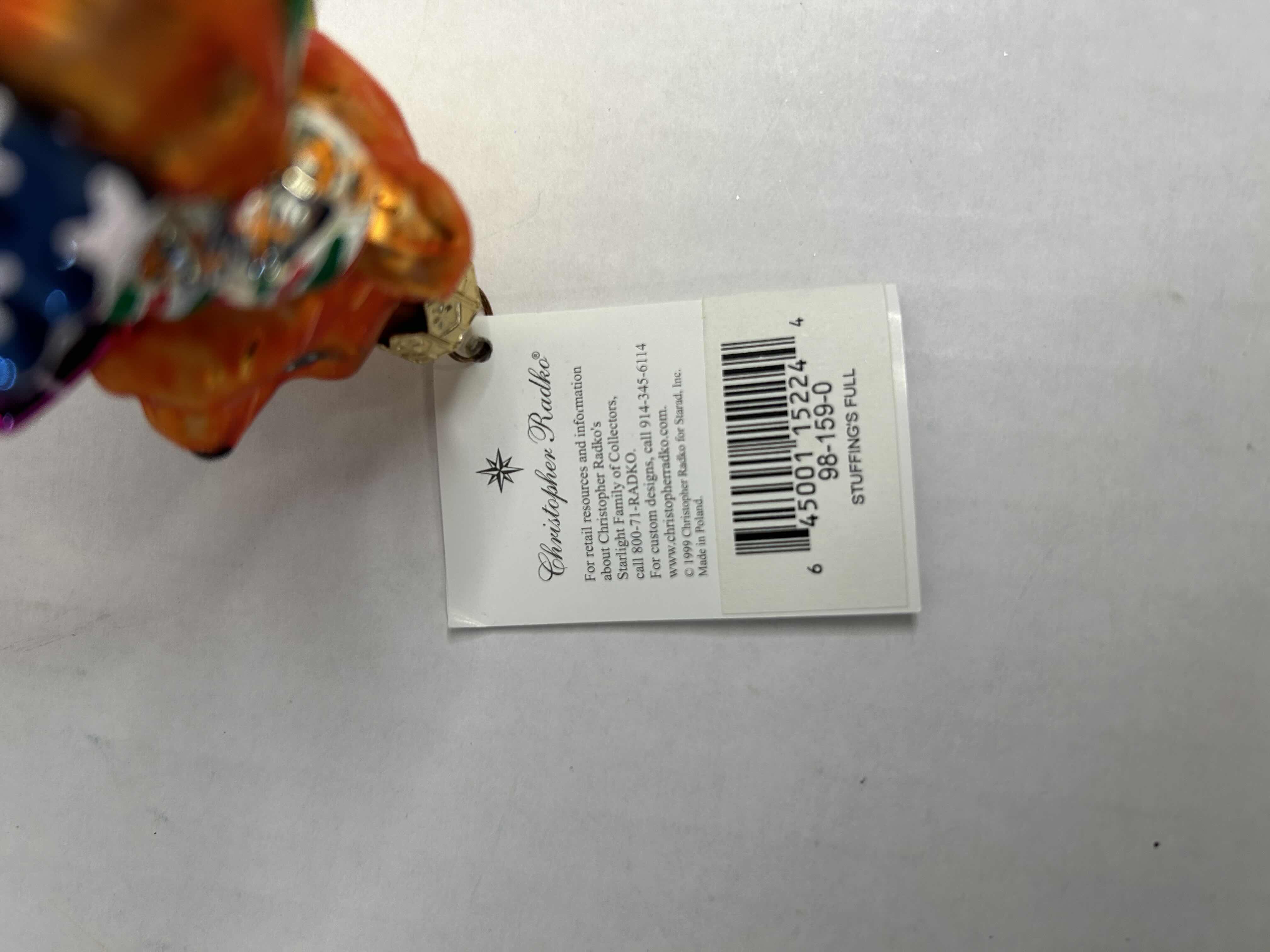 Photo 1 of BRAND NEW CHRISTOPHER RADKO "STUFFING FULL" GLASS CHRISTMAS ORNAMENT 

