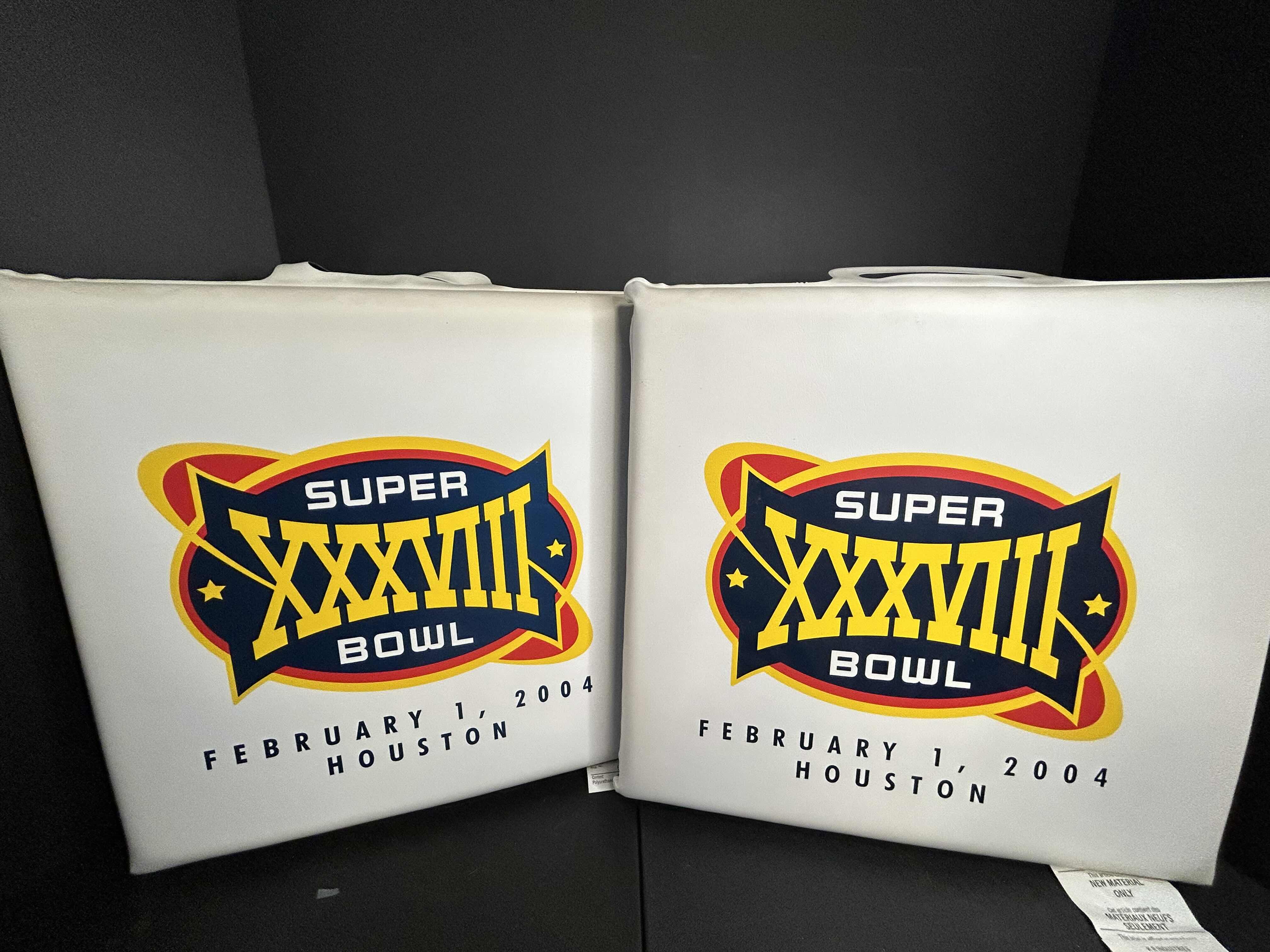 View 1 of 2 -SUPERBOWL XXXVIII (PATS VS PANTHERS) 2004  STADIUM SEAT CUSHIONS


