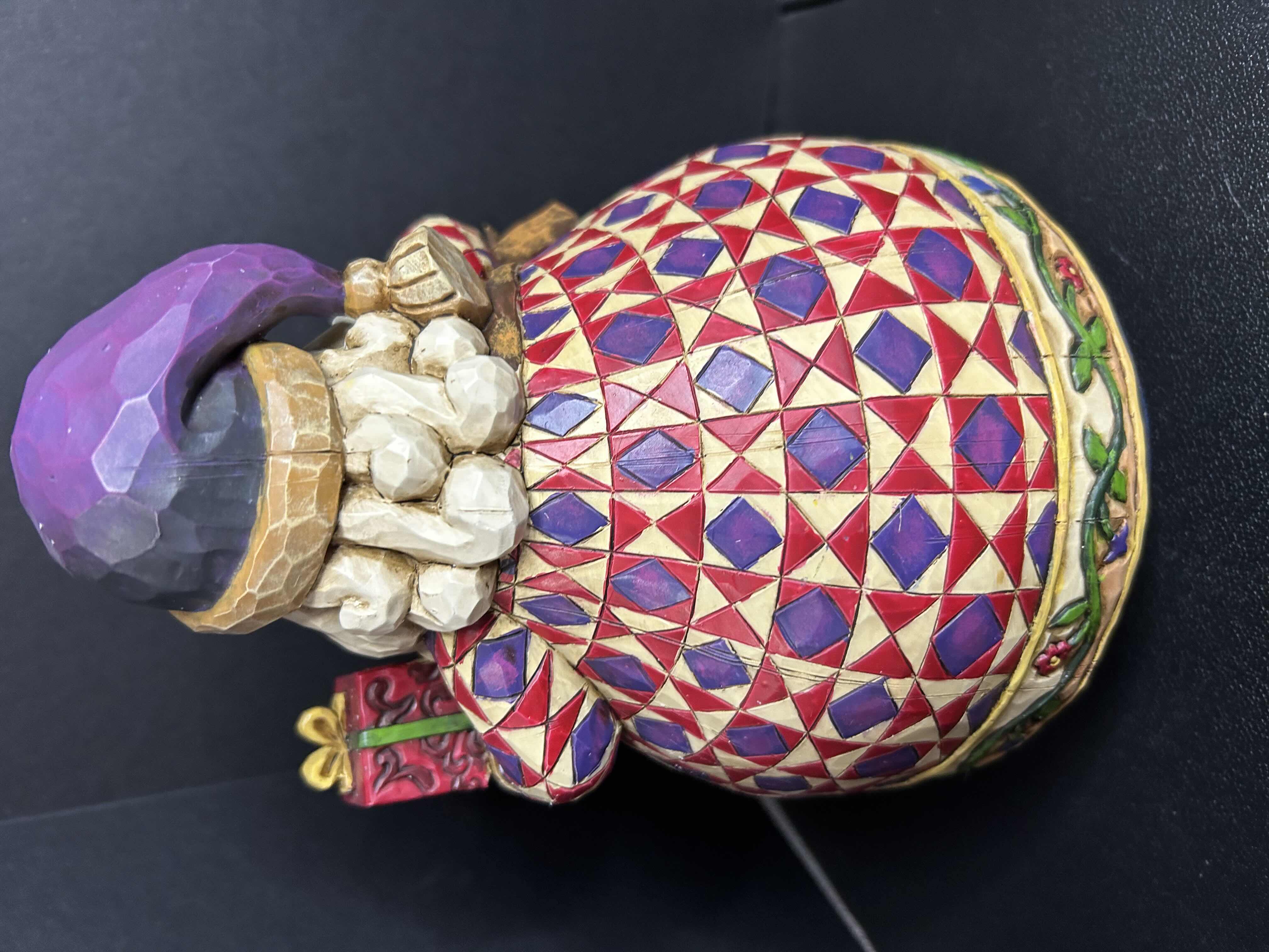 Photo 1 of CHRISTMAS DECOR. JIM SHORE "ROLY POLY" WOODEN HAND CARVED SANTA STATUE 6.5"H

