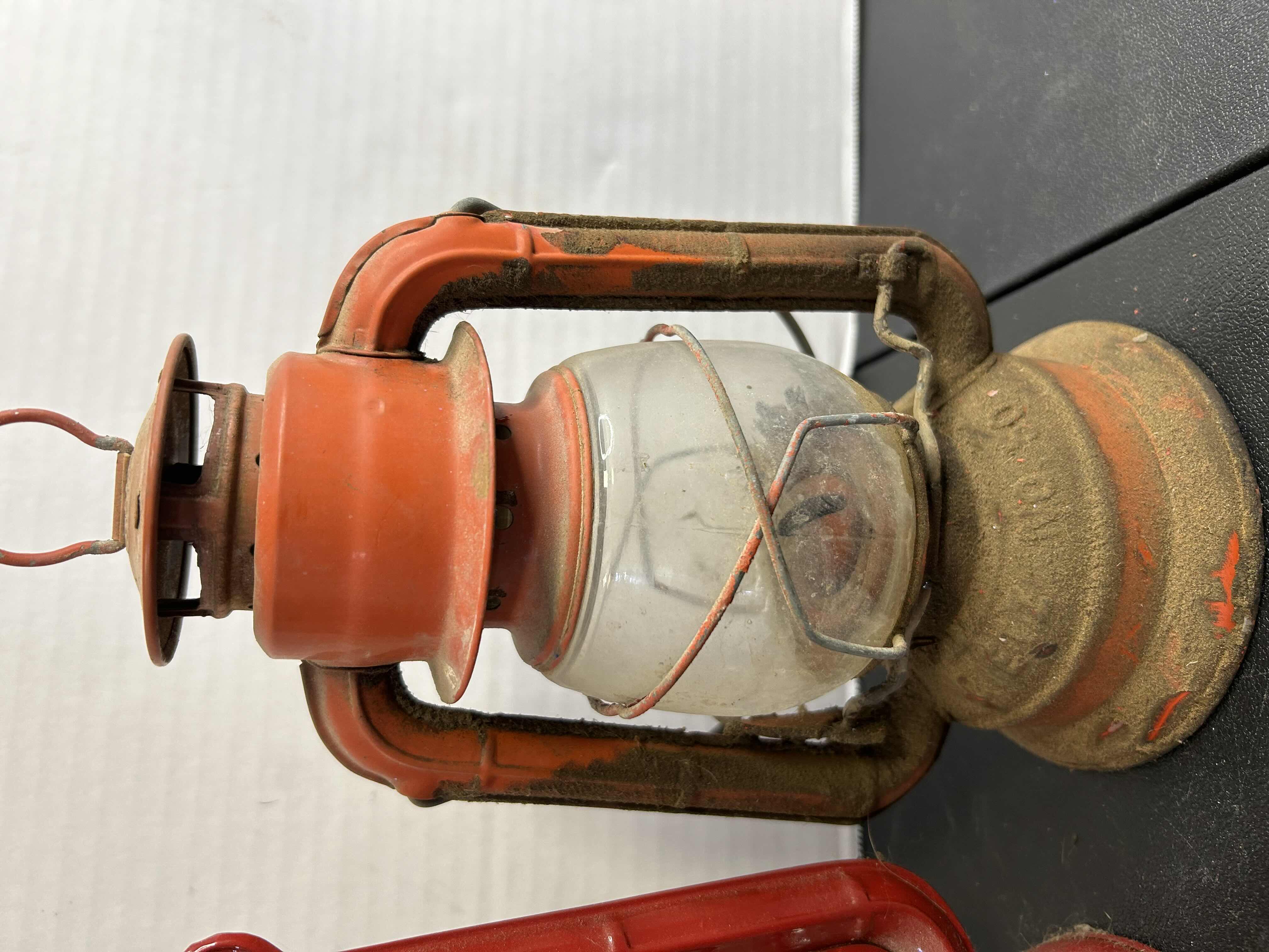 Photo 1 of 2-VINTAGE KEROSENE LAMPS. 12"H AND 13"H.

