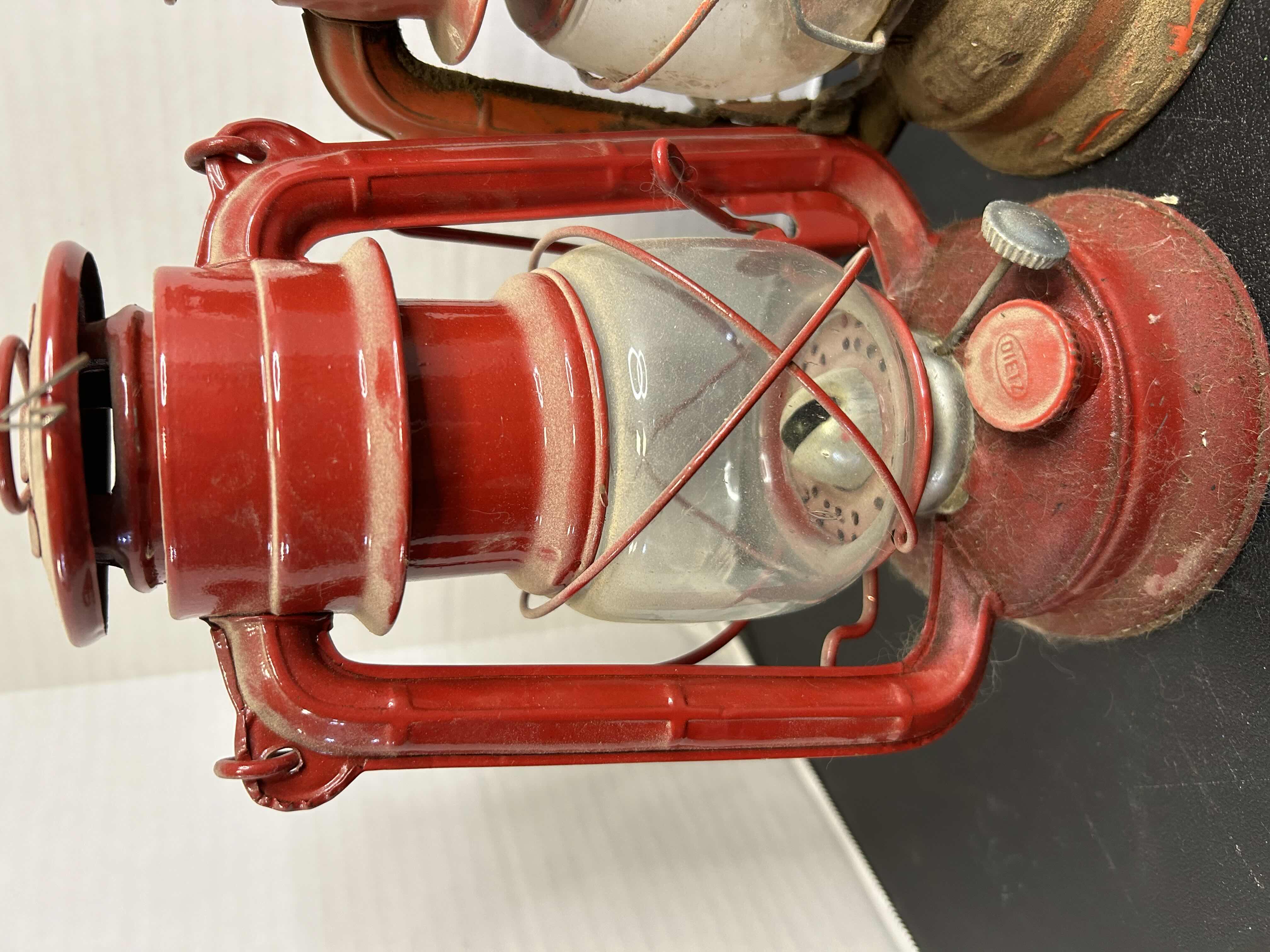 Photo 1 of 2-VINTAGE KEROSENE LAMPS. 12"H AND 13"H.

