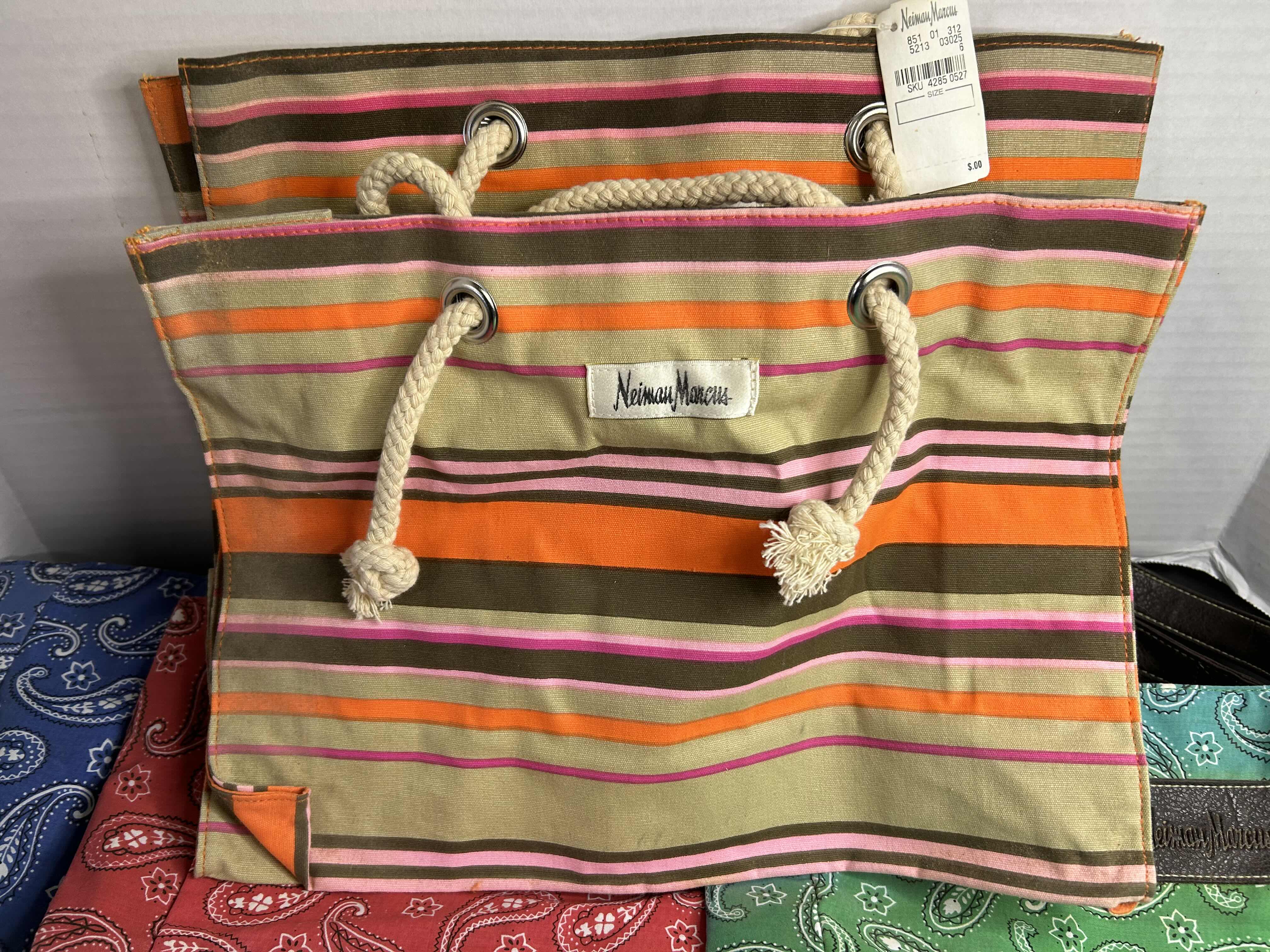 Photo 1 of 5-NIEMAN MARCUS CANVAS  TOTE BAGS. VARIOUS COLORS