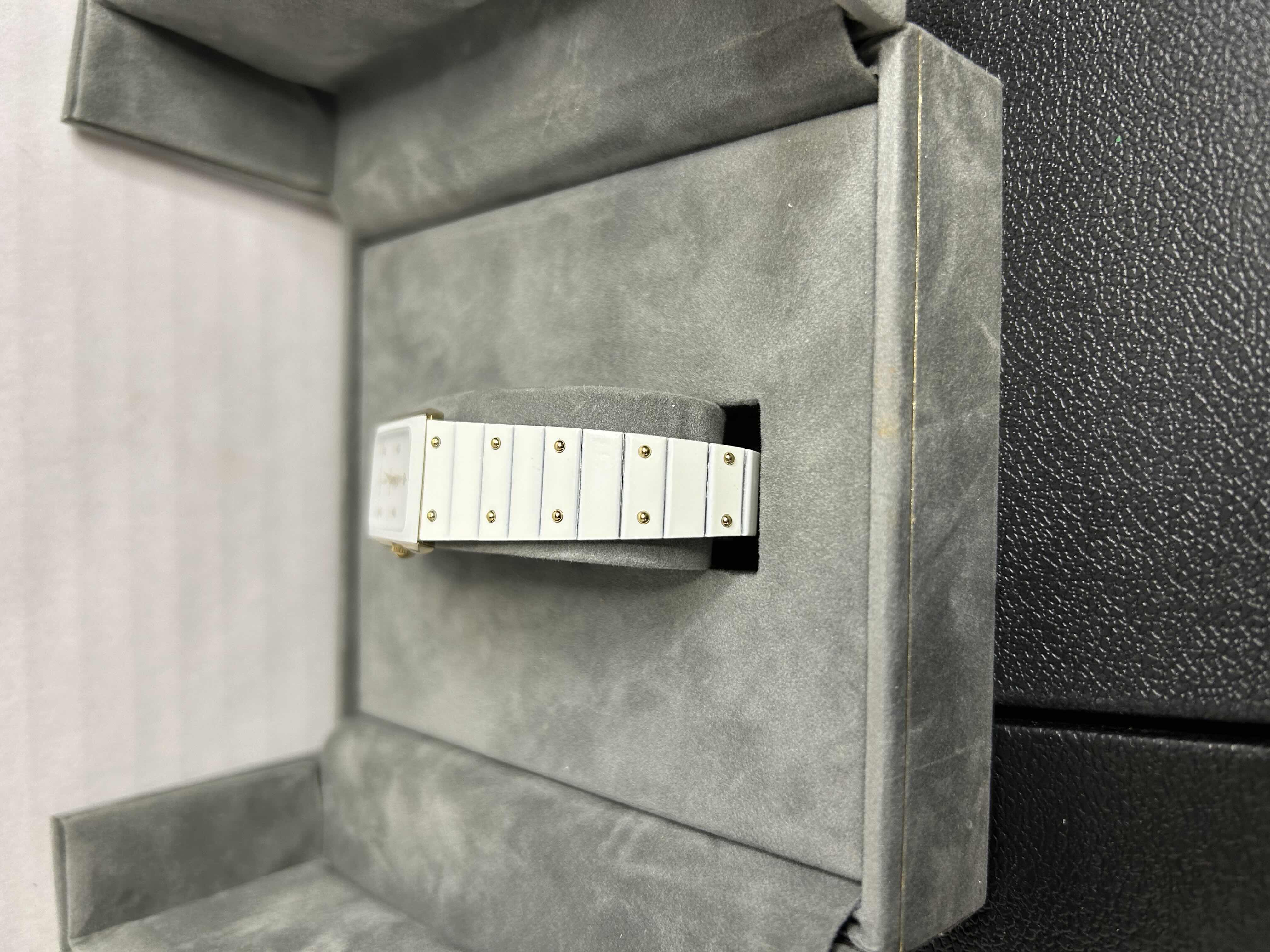 Photo 1 of GENEVA SWISS MADE WHITE AND GOLD LADIES RECTANGUAL FACE WATCH