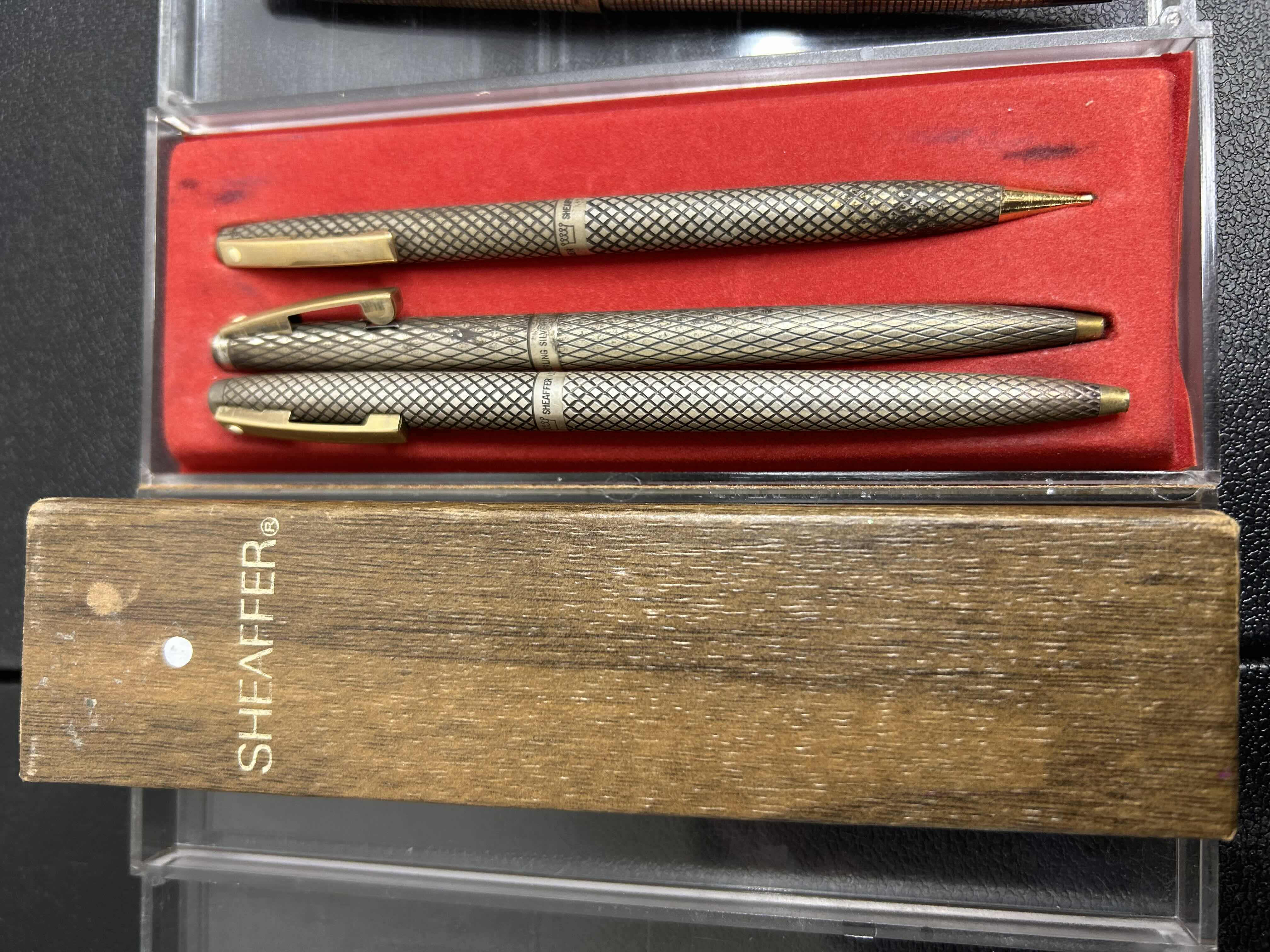 Photo 1 of 5-VINTAGE SHEAFFER IMPERIAL STERLING SILVER WRITING PENS PARKER PENS. 
