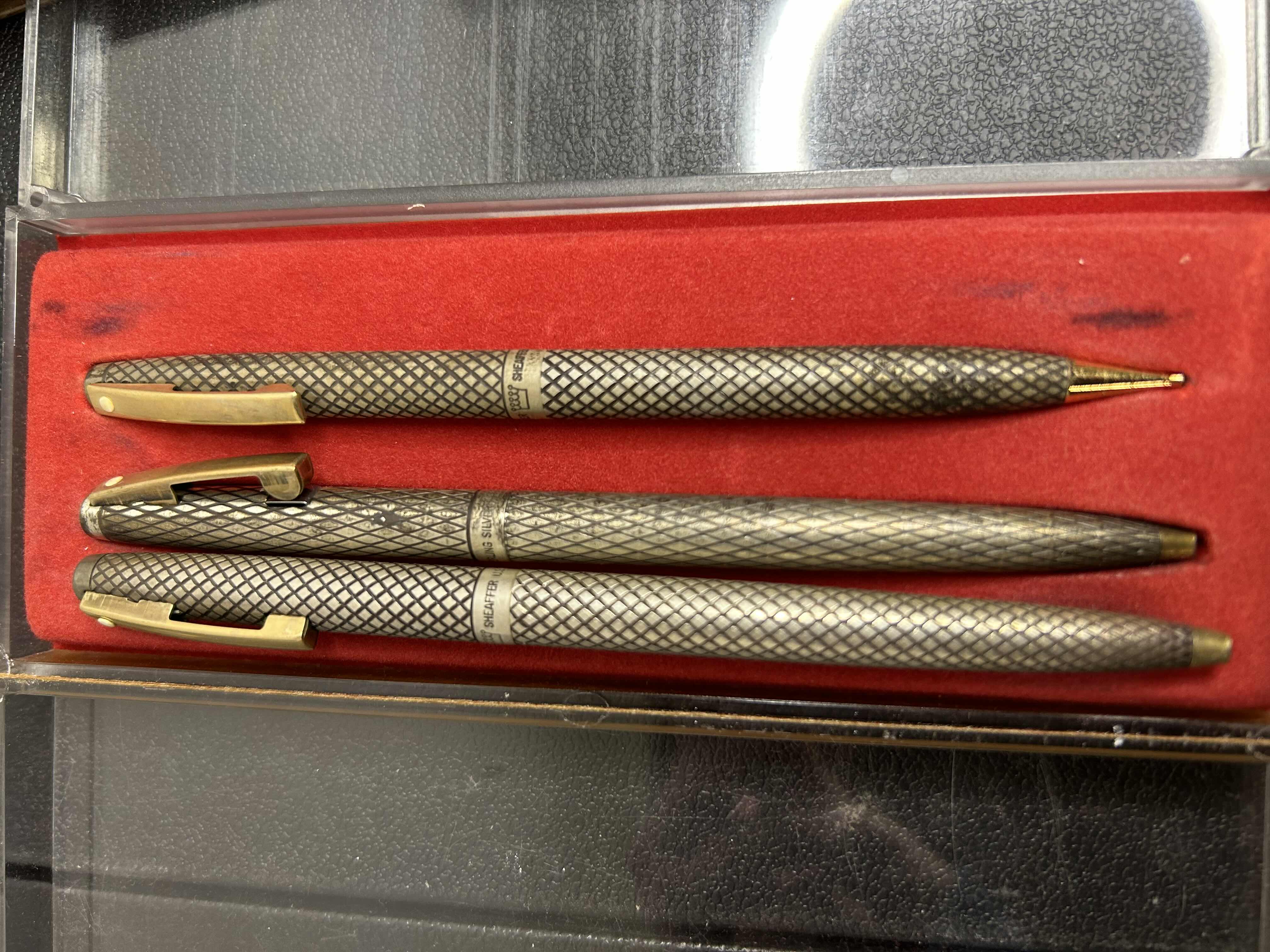 Photo 1 of 5-VINTAGE SHEAFFER IMPERIAL STERLING SILVER WRITING PENS PARKER PENS. 
