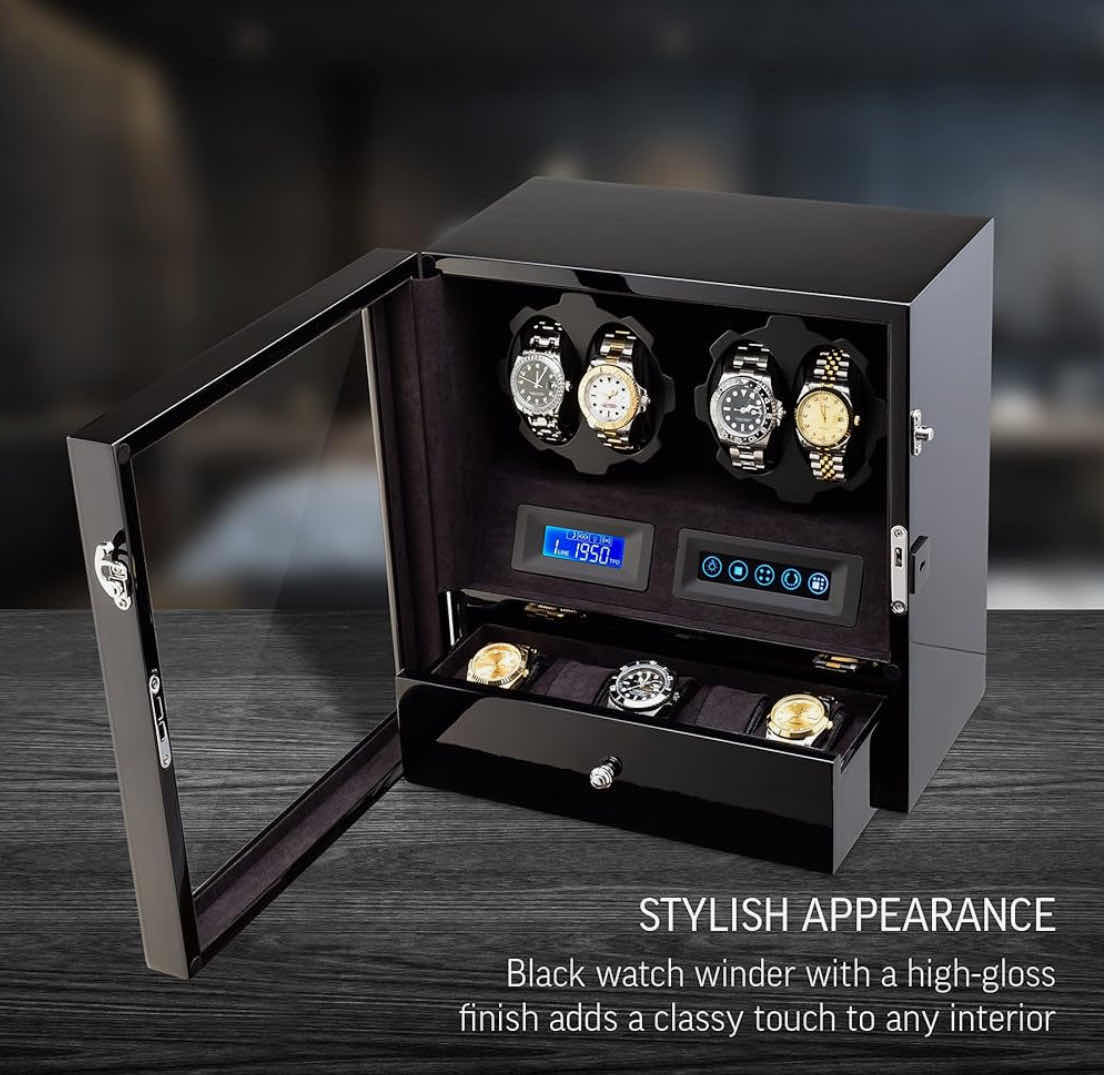 Photo 1 of 4 WATCH, WATCH WINDER with 5 WATCH STORAGE SPACE, LCD DISPLAY, TOUCH CONTROL and INTERIOR LIGHT
12”X 7.5” H 13” 

260.00