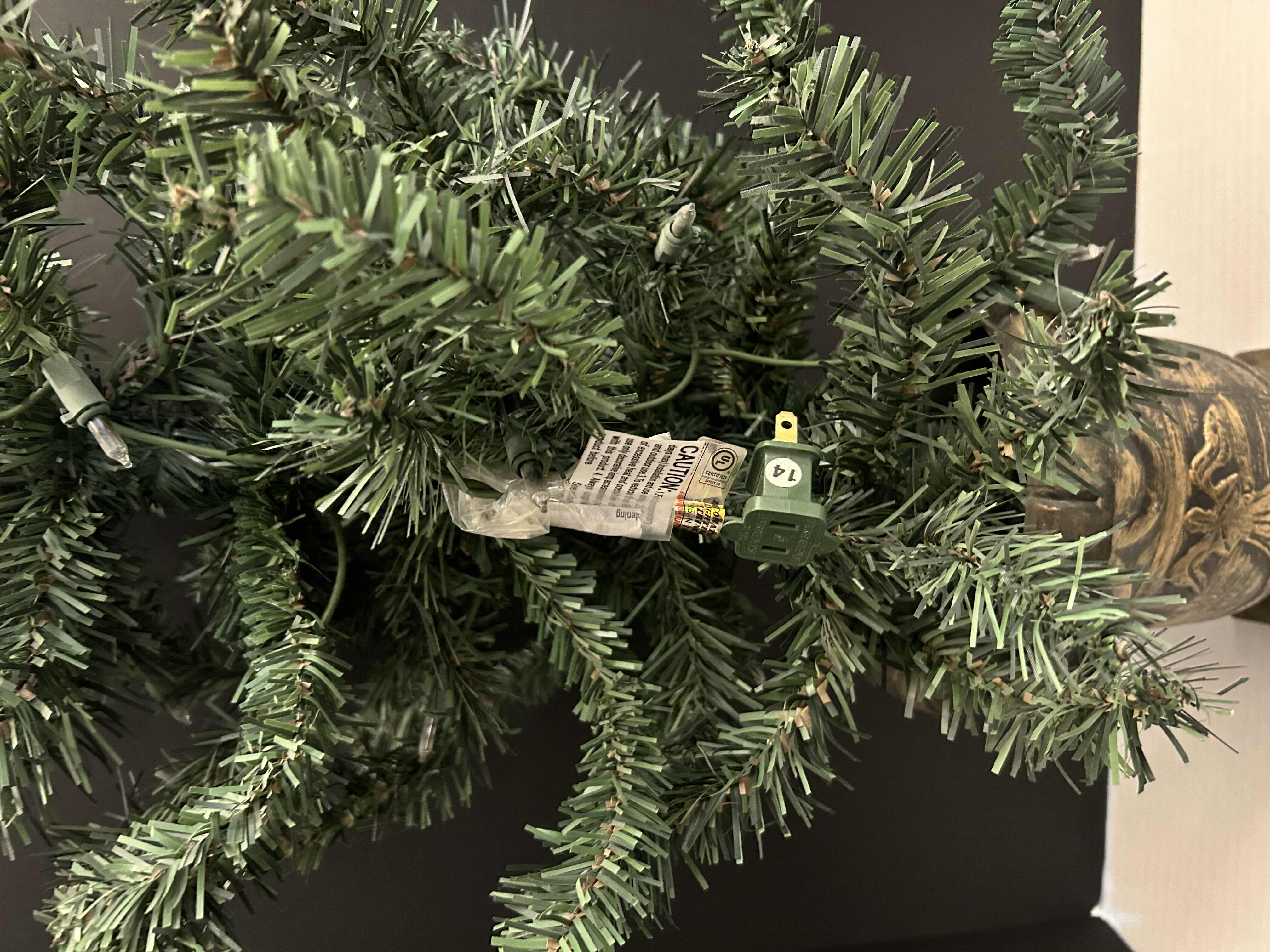 Photo 1 of 38’ PRELIT FAUX CHRISTMAS TREE IN METALLIC COLORED POT