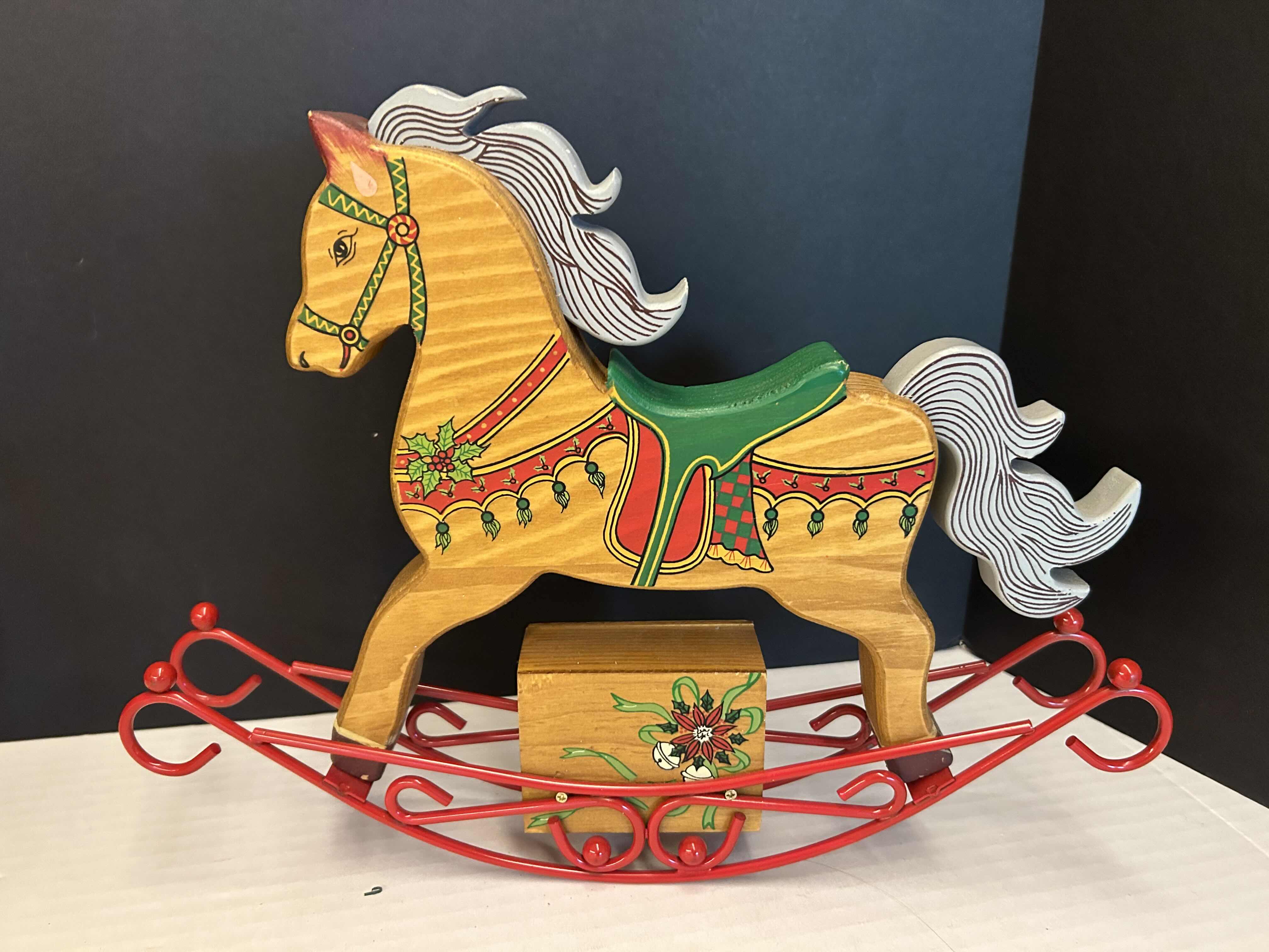 Photo 1 of 2- MUSICAL WIND UPS, WOODEN HORSE AND SLEIGH
