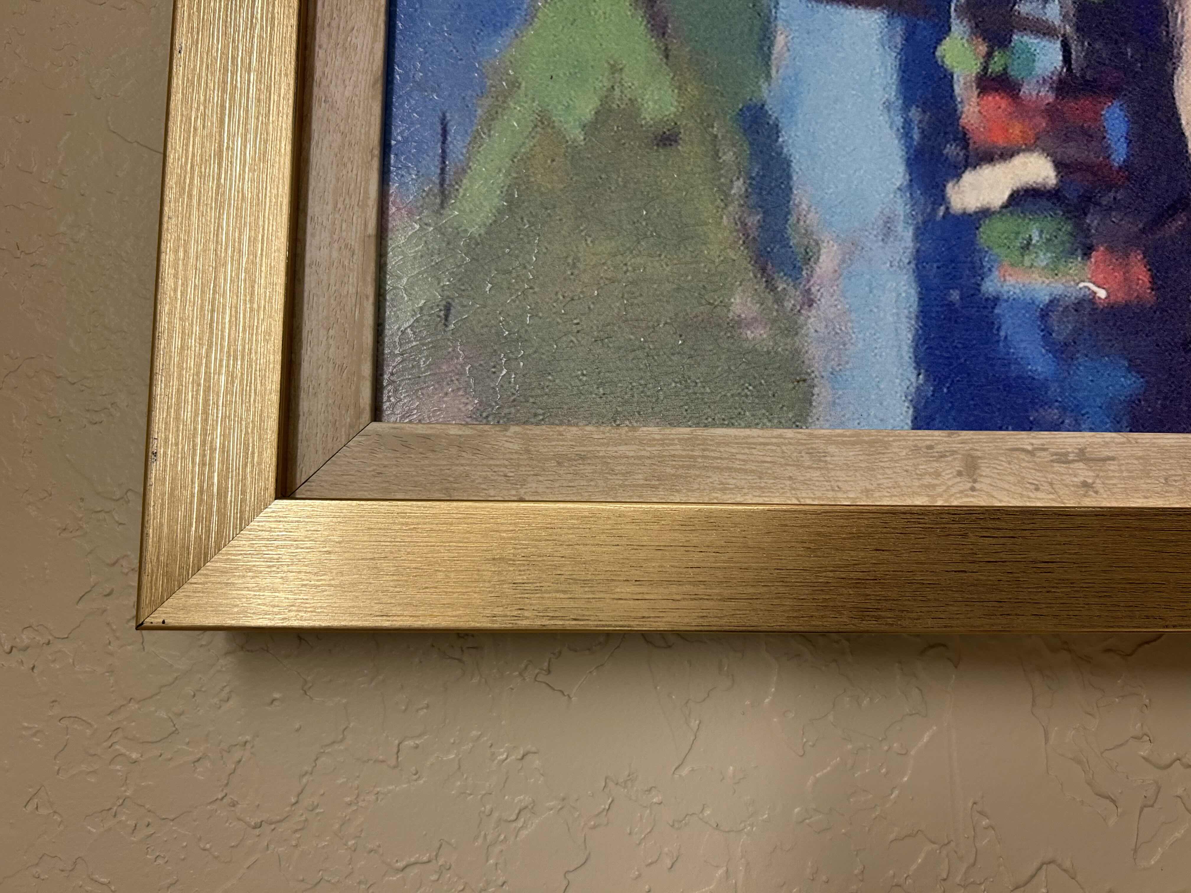 Photo 1 of ABSTRACT ARTWORK, DEPICTING BEACH TIME IN GOLD FRAME  34” x 34”