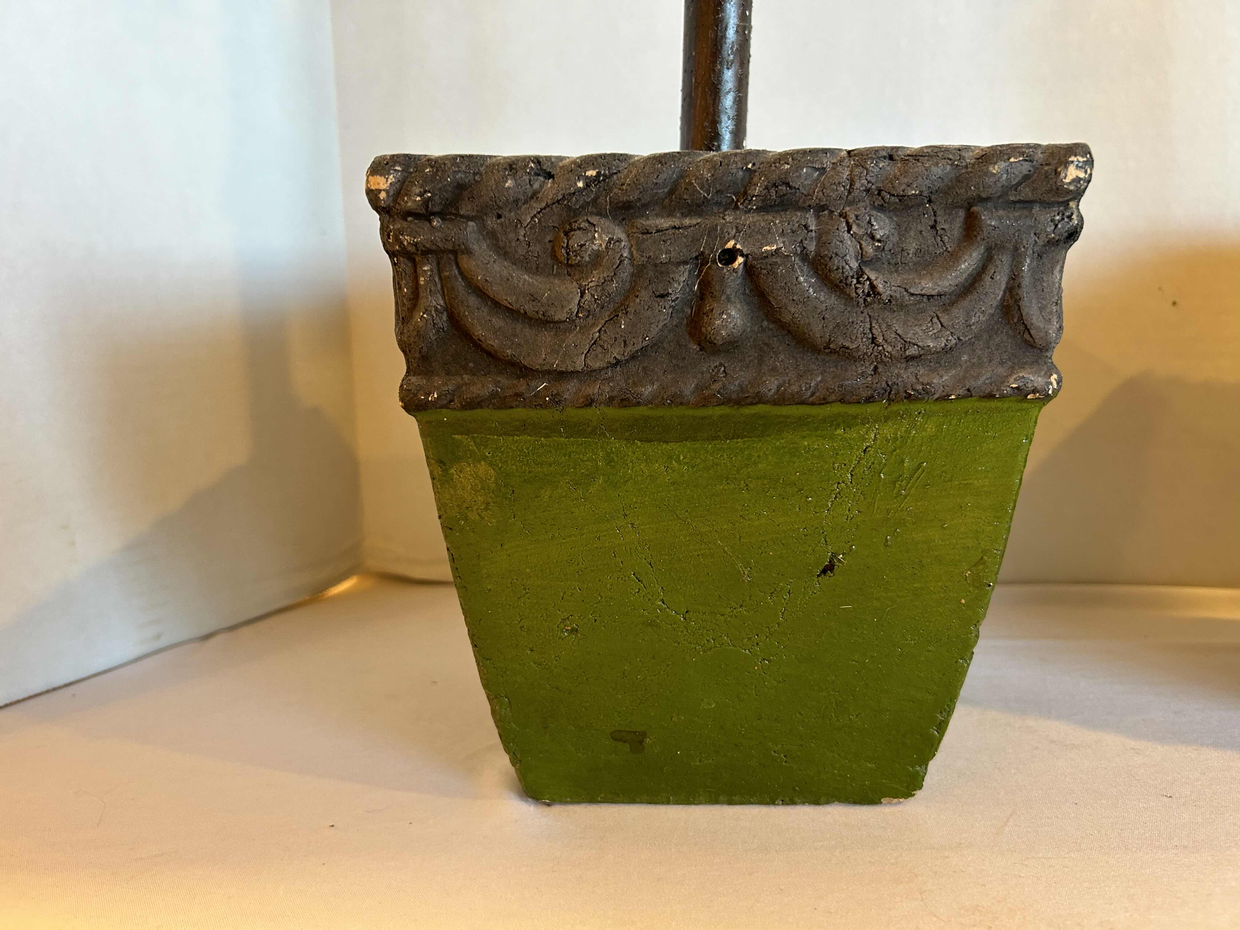 Photo 1 of 2- 36” TOPIARIES IN GREEN GLAZED CERAMIC POTS