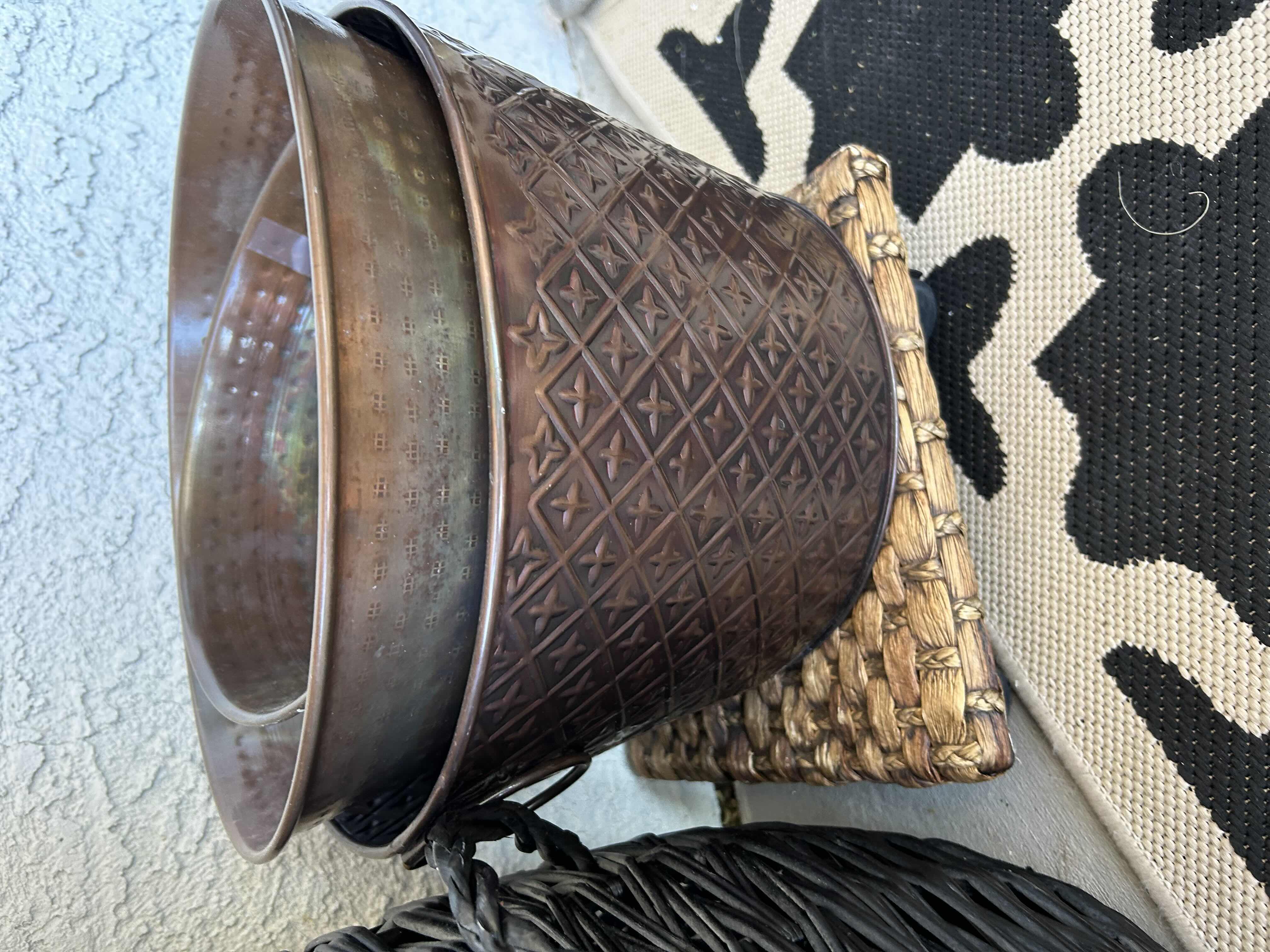 Photo 1 of 10- VARIOUS SHAPES AND SIZED, WICKER BASKETS AND METAL POTS