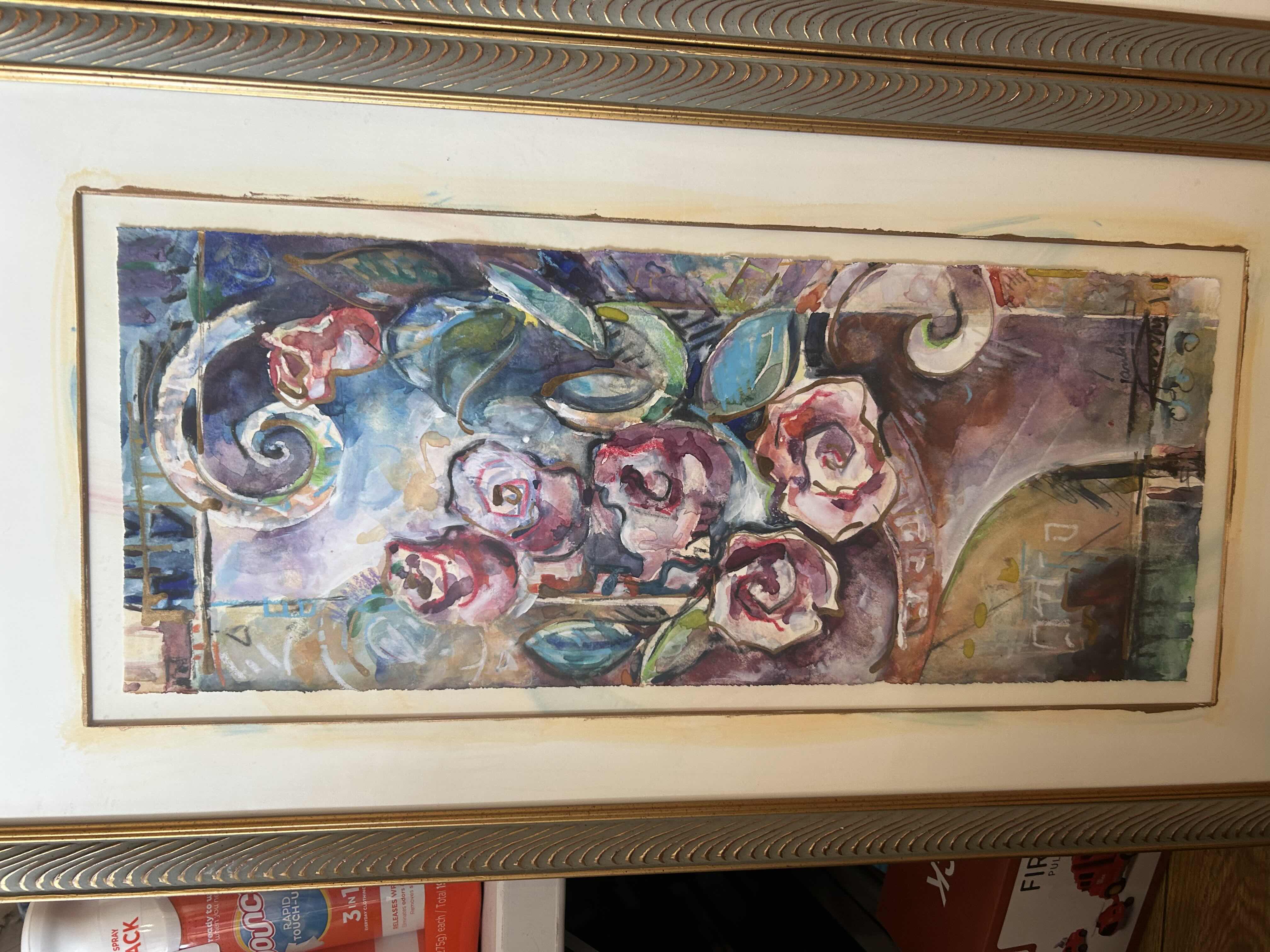Photo 4 of 2- ABSTRACT FLOWERS FRAMED ARTWORK 
16 X 31”