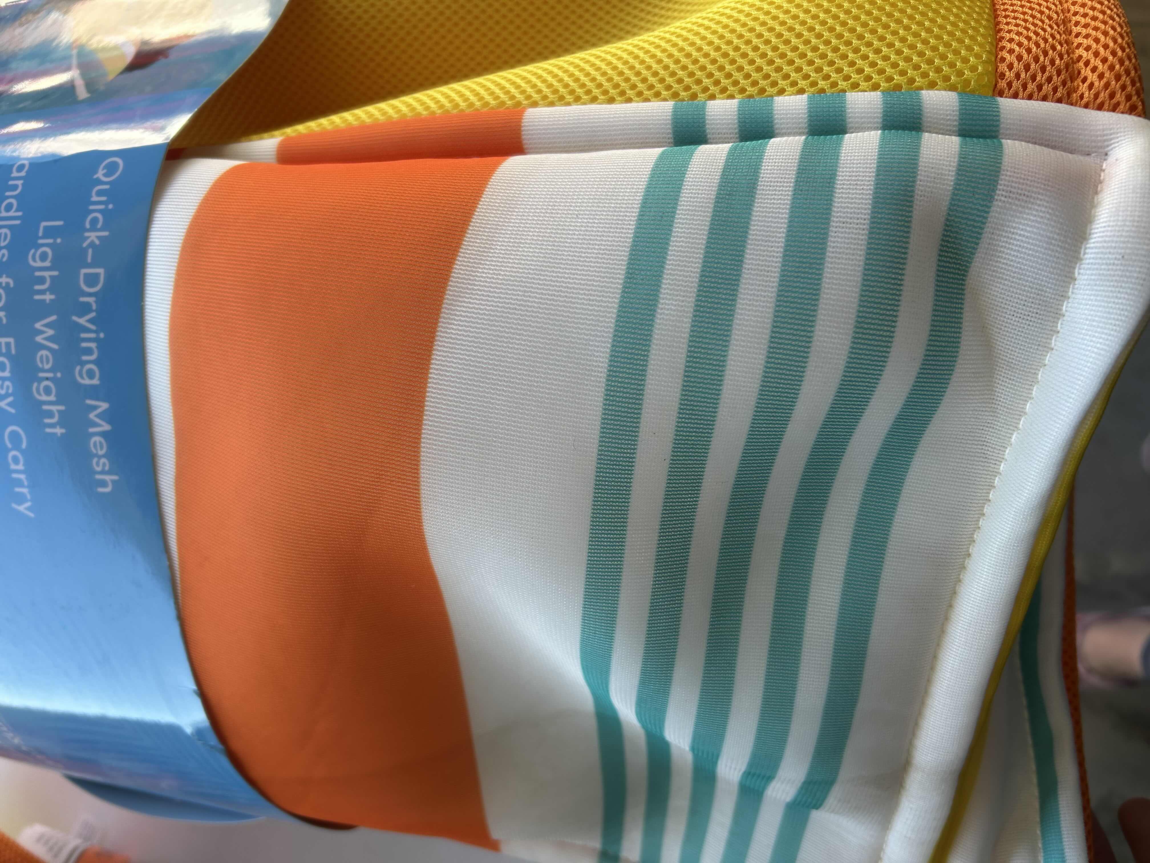 Photo 1 of 2-BRAND NEW MEMBERS MARK MESH HAMMOCK POOL FLOAT ORANGE/YELLOW STRIPE