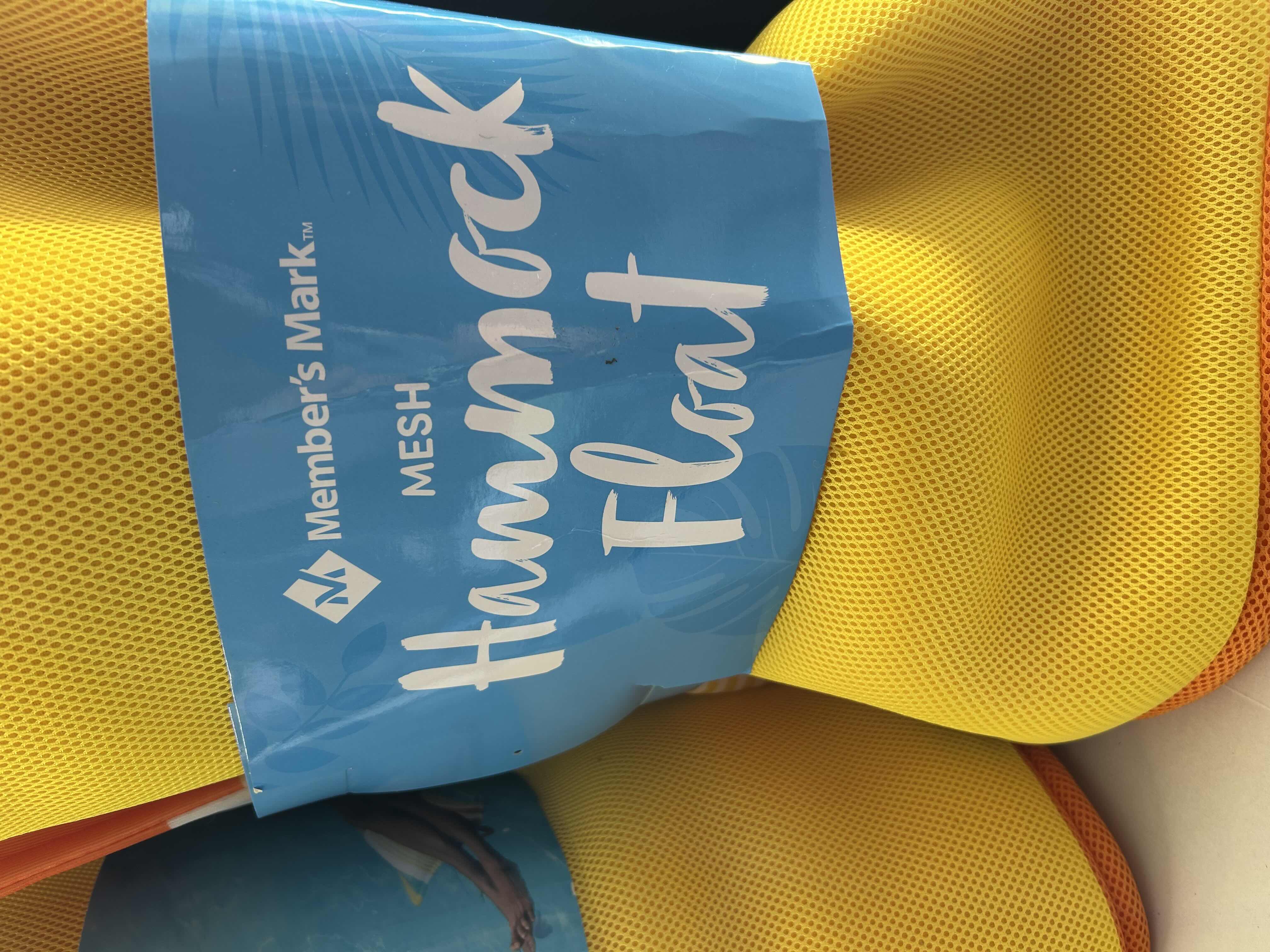 Photo 1 of 2-BRAND NEW MEMBERS MARK MESH HAMMOCK POOL FLOAT ORANGE/YELLOW STRIPE