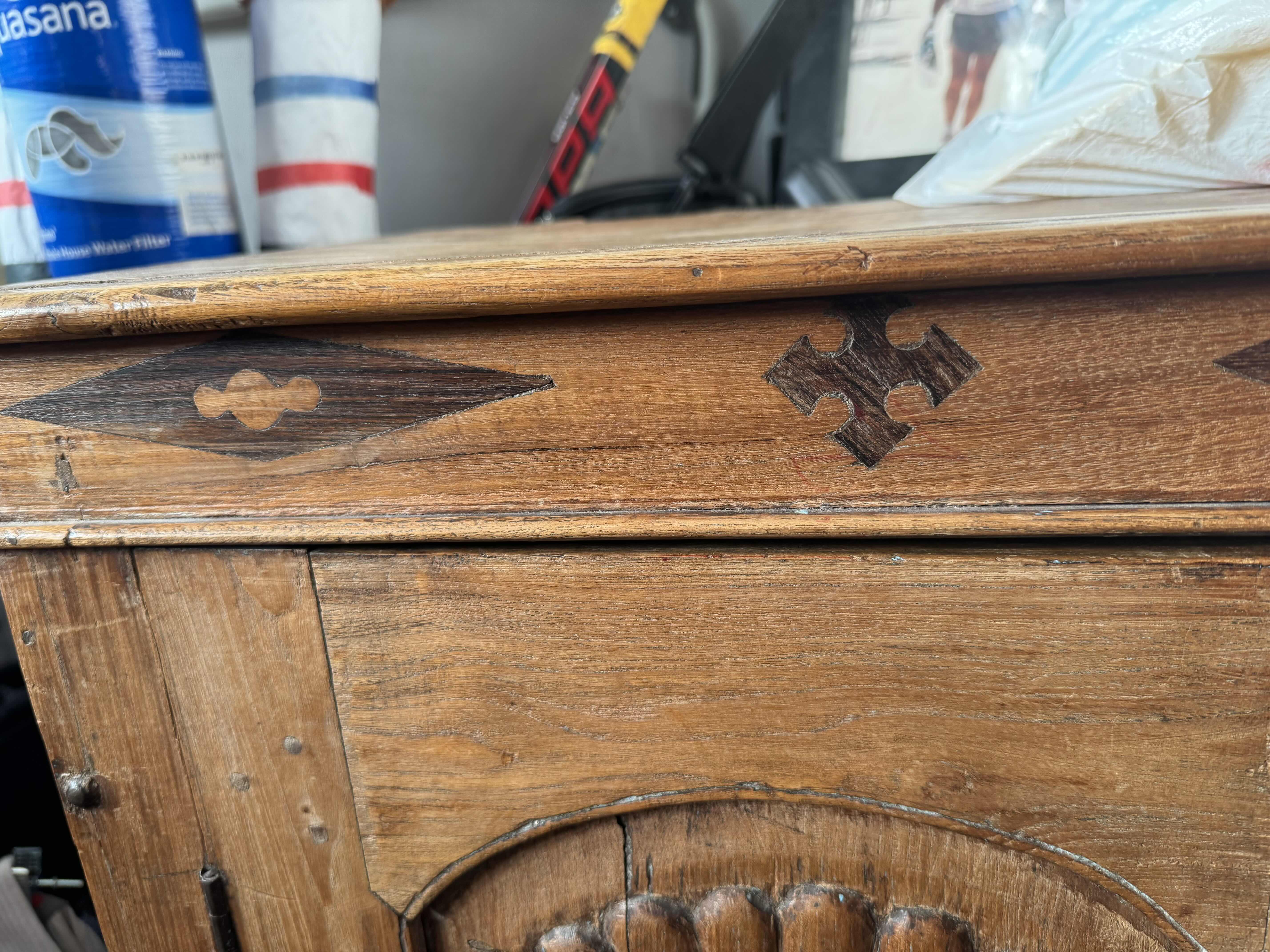 Photo 1 of 2 PIECE BALINESE HAND CRAFTED SUNFLOWER CARVED “HIGH BOY” CABINET 36” X 14” H44”