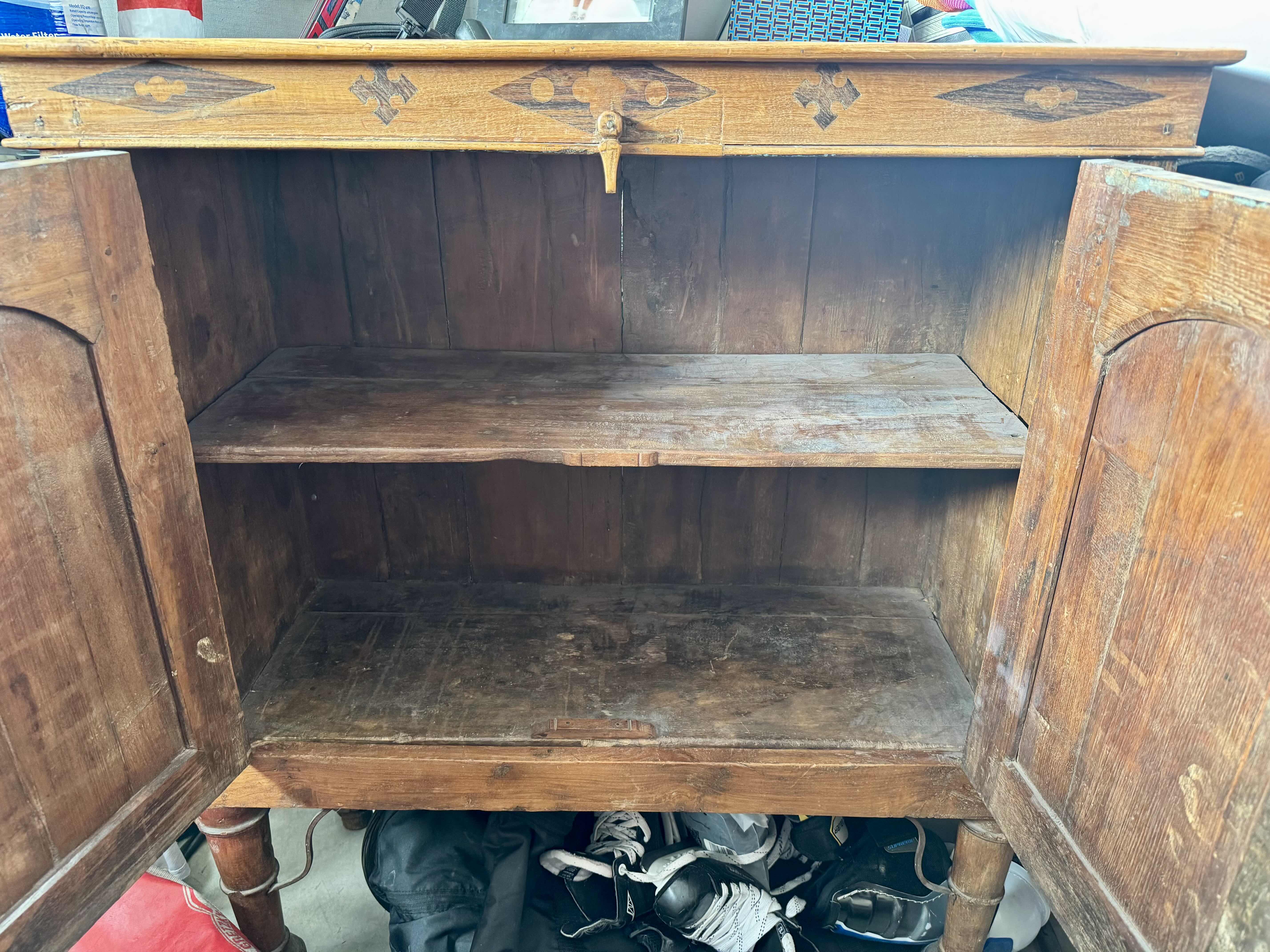 Photo 1 of 2 PIECE BALINESE HAND CRAFTED SUNFLOWER CARVED “HIGH BOY” CABINET 36” X 14” H44”