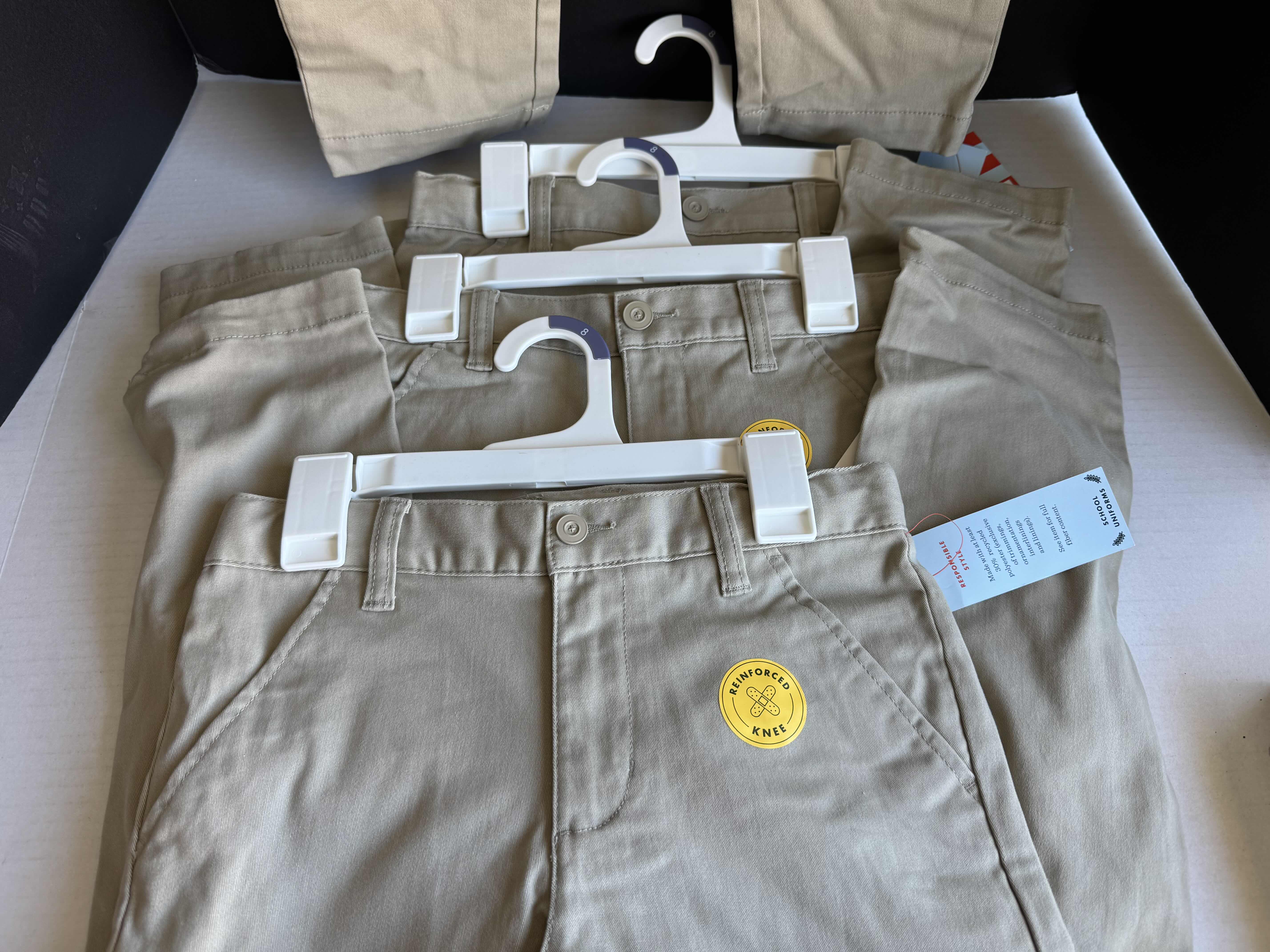 Photo 1 of 4-BRAND NEW PAIRS OF CAT & JACK KHAKI SCHOOL UNIFORM PANTS SIZE 8