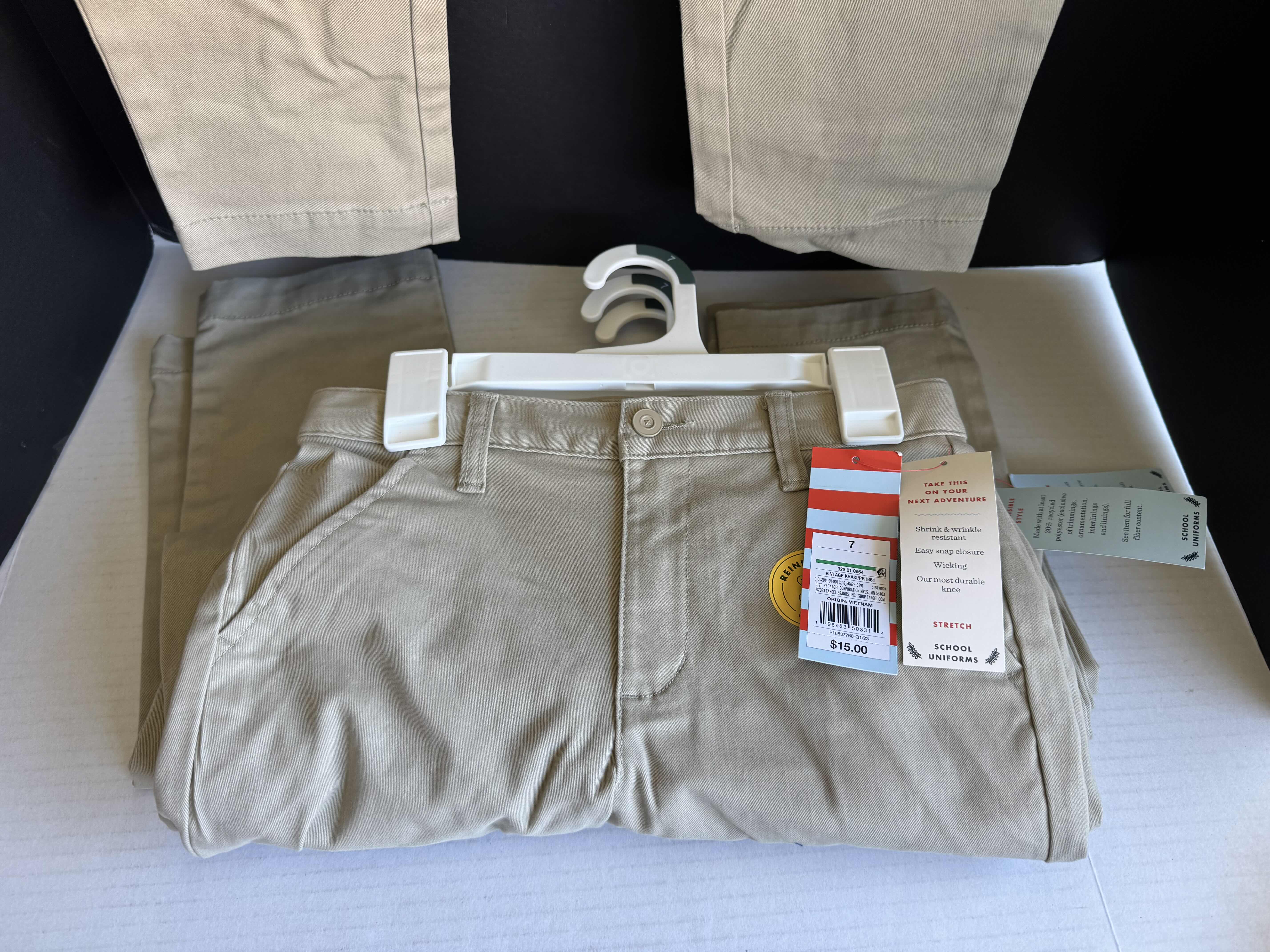 Photo 1 of 4-BRAND NEW PAIRS OF CAT & JACK KHAKI SCHOOL UNIFORM PANTS SIZE 7