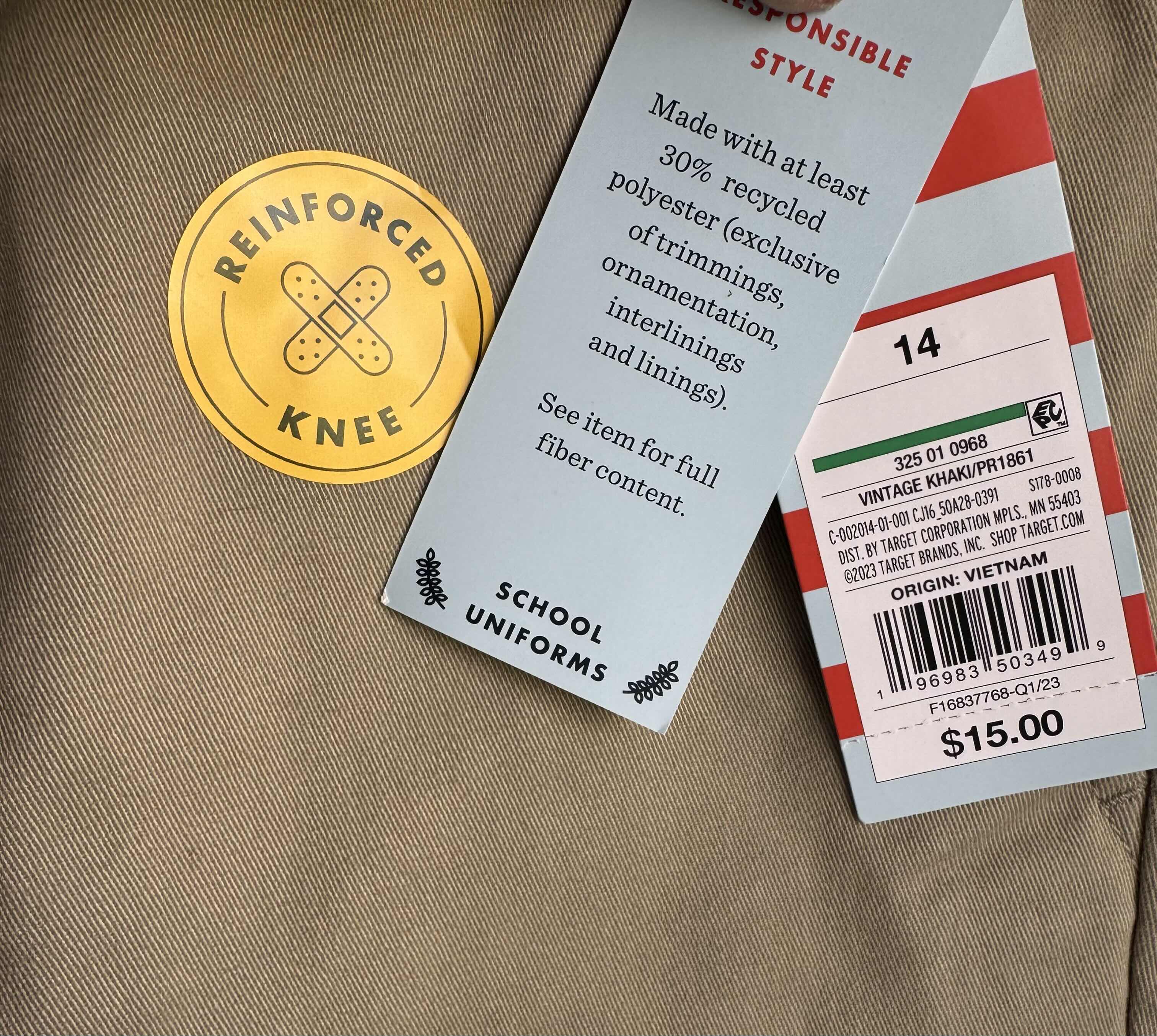 Photo 1 of 3-BRAND NEW PAIRS OF CAT & JACK KHAKI SCHOOL UNIFORM PANTS SIZE 14