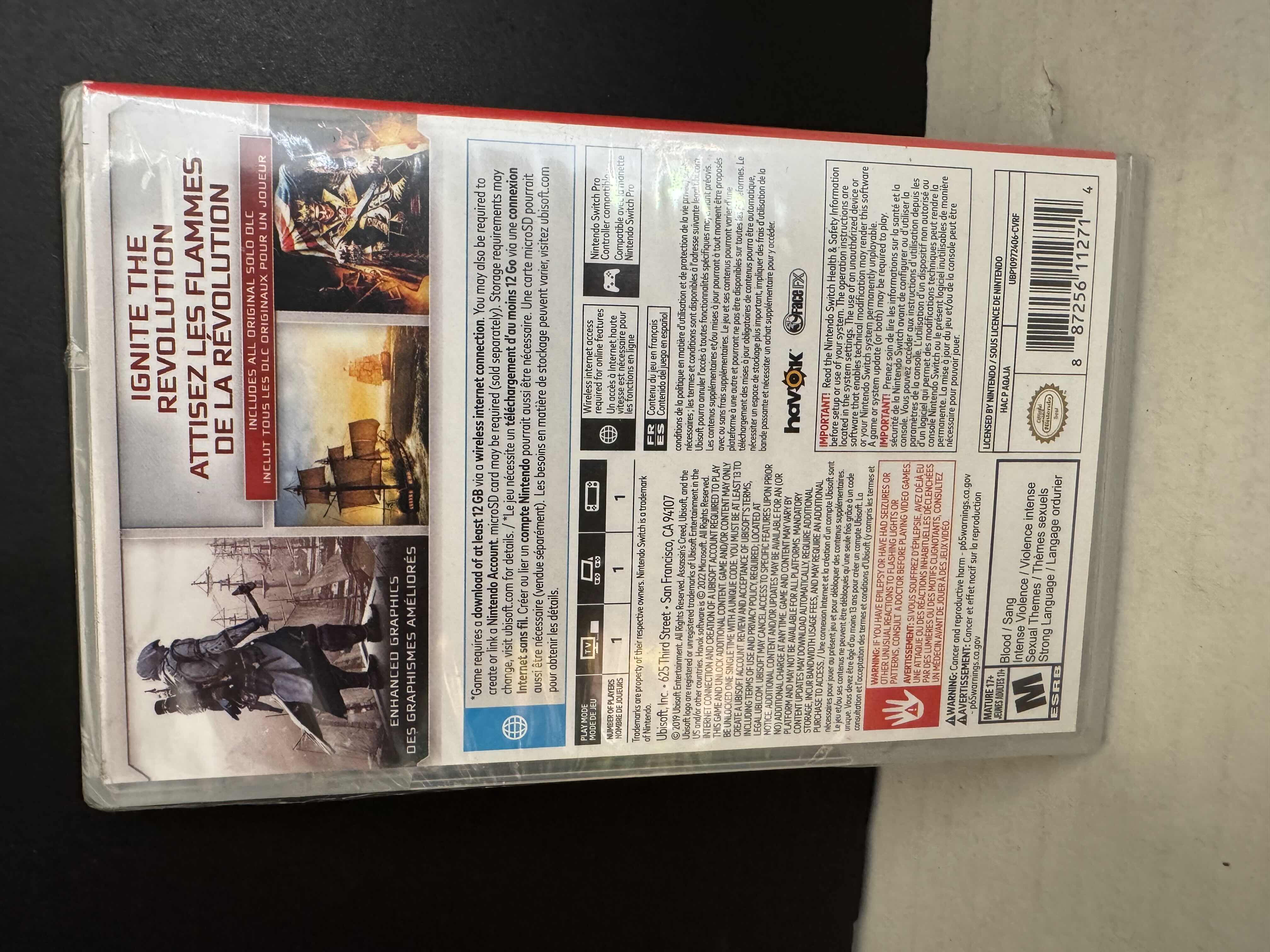 Photo 1 of BRAND NEW ASSASSIN'S CREED 3 NINTENDO SWITCH GAME