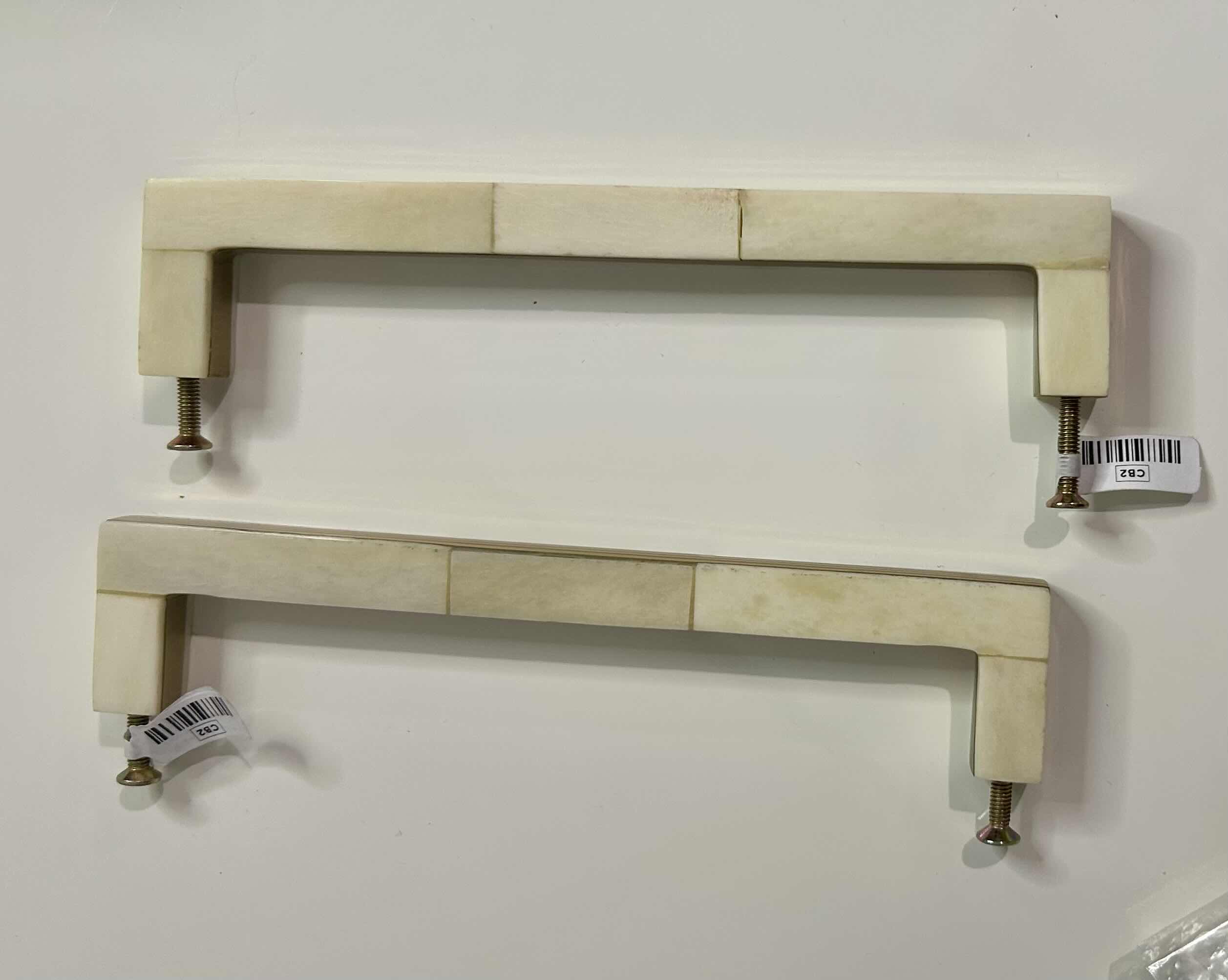 Photo 1 of 2- BRAND NEW CRATE & BARREL BONE AND BRASS 6.5” HANDLES