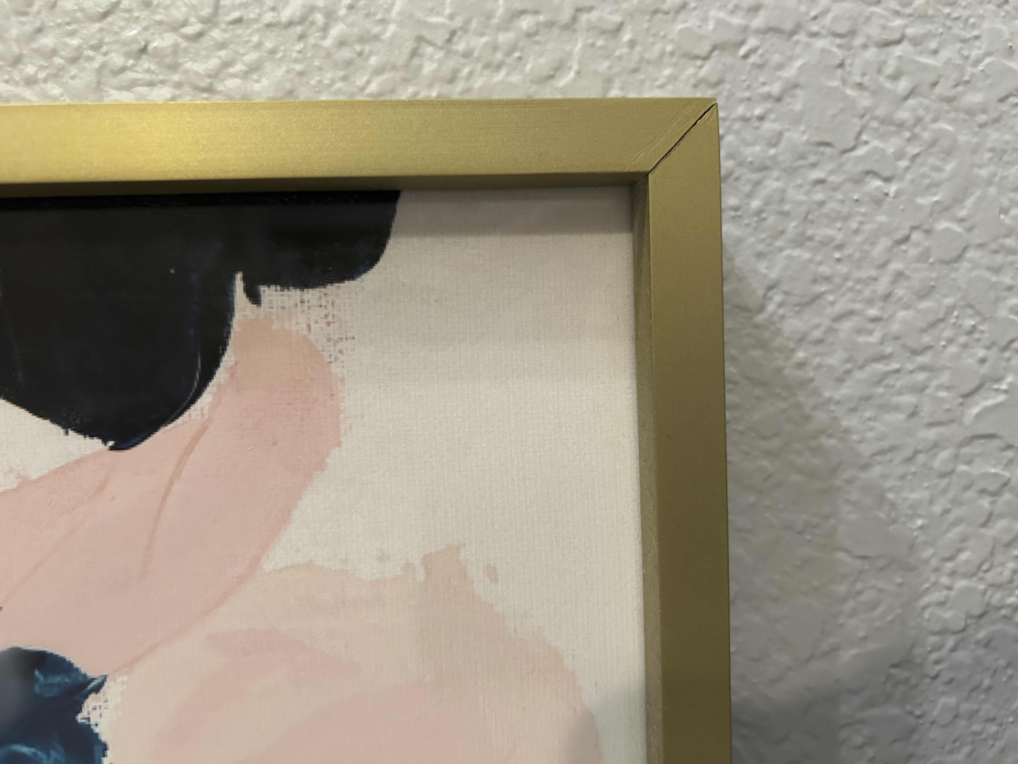 Photo 4 of 2-ABSTRACT ARTWORKS IN BLUE AND PINK WITH GOLD FRAME19” X 25”