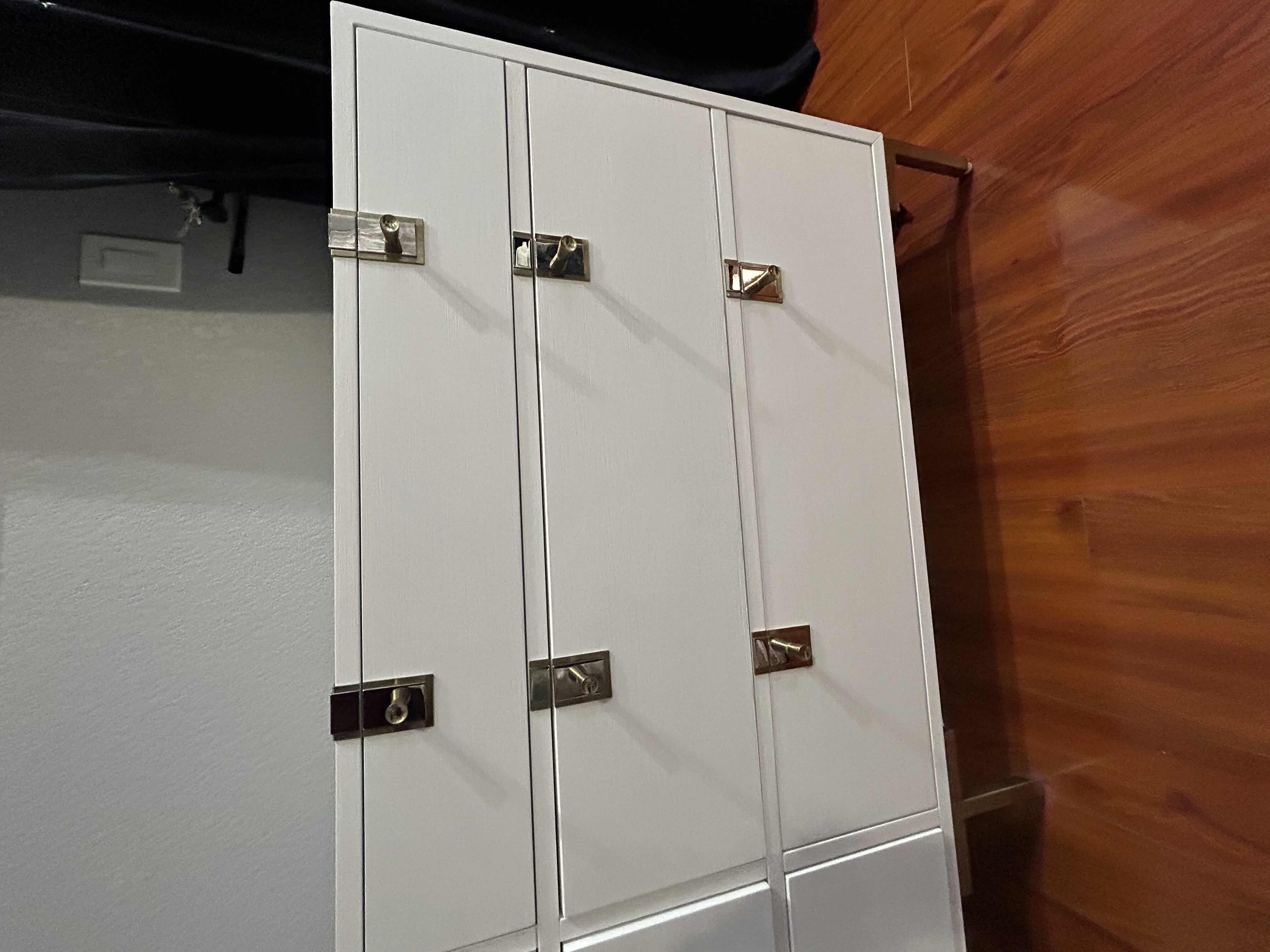 Photo 1 of ANTHROPOLOGIE INGRAM WHITE GLOSS DRESSER WITH GOLD ACCENTS 68” X 18” H 32”