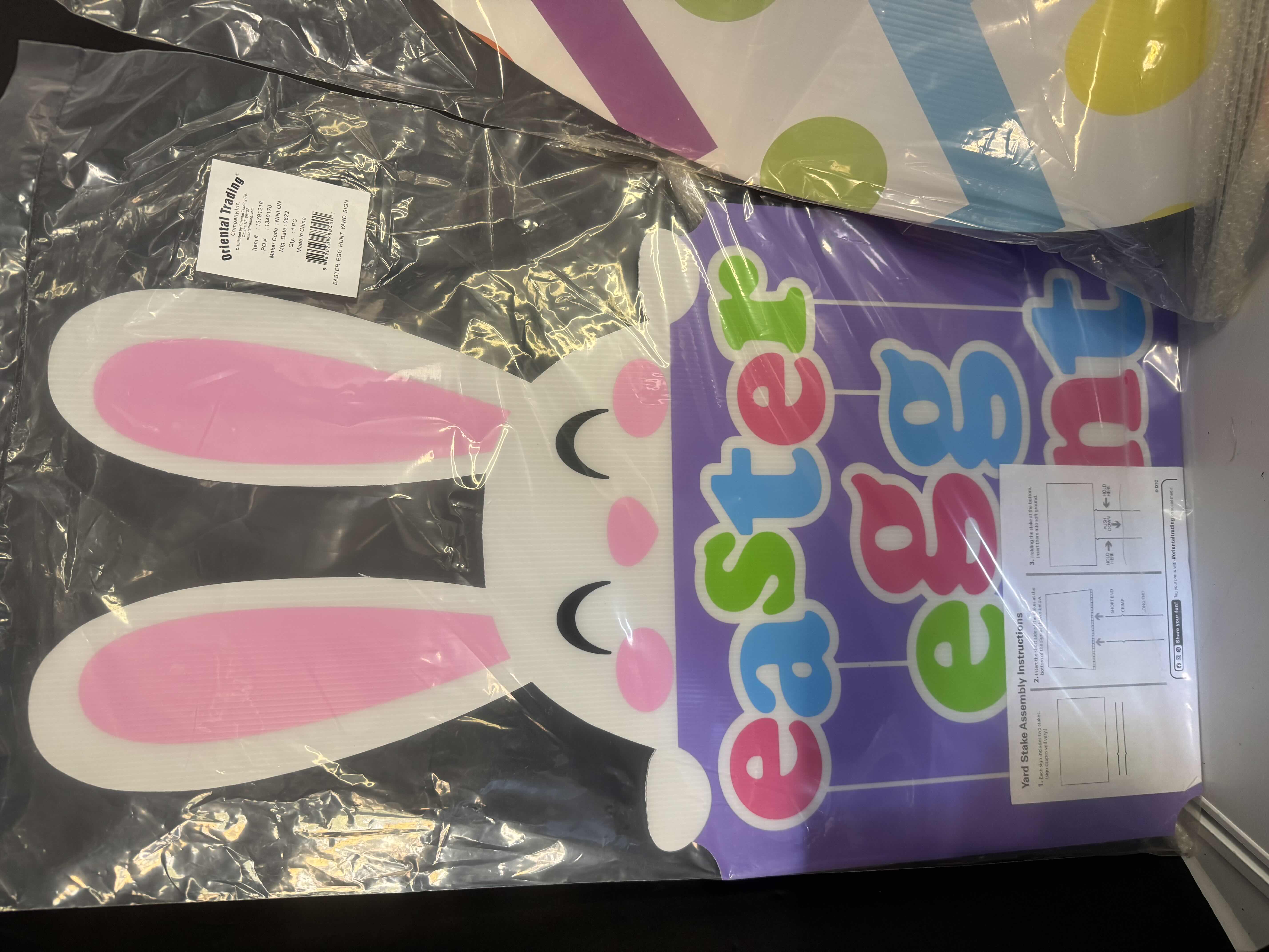 Photo 1 of 28” PLASTIC YARD SIGNS, JUMBO EGG, & EASTER EGG HUNT