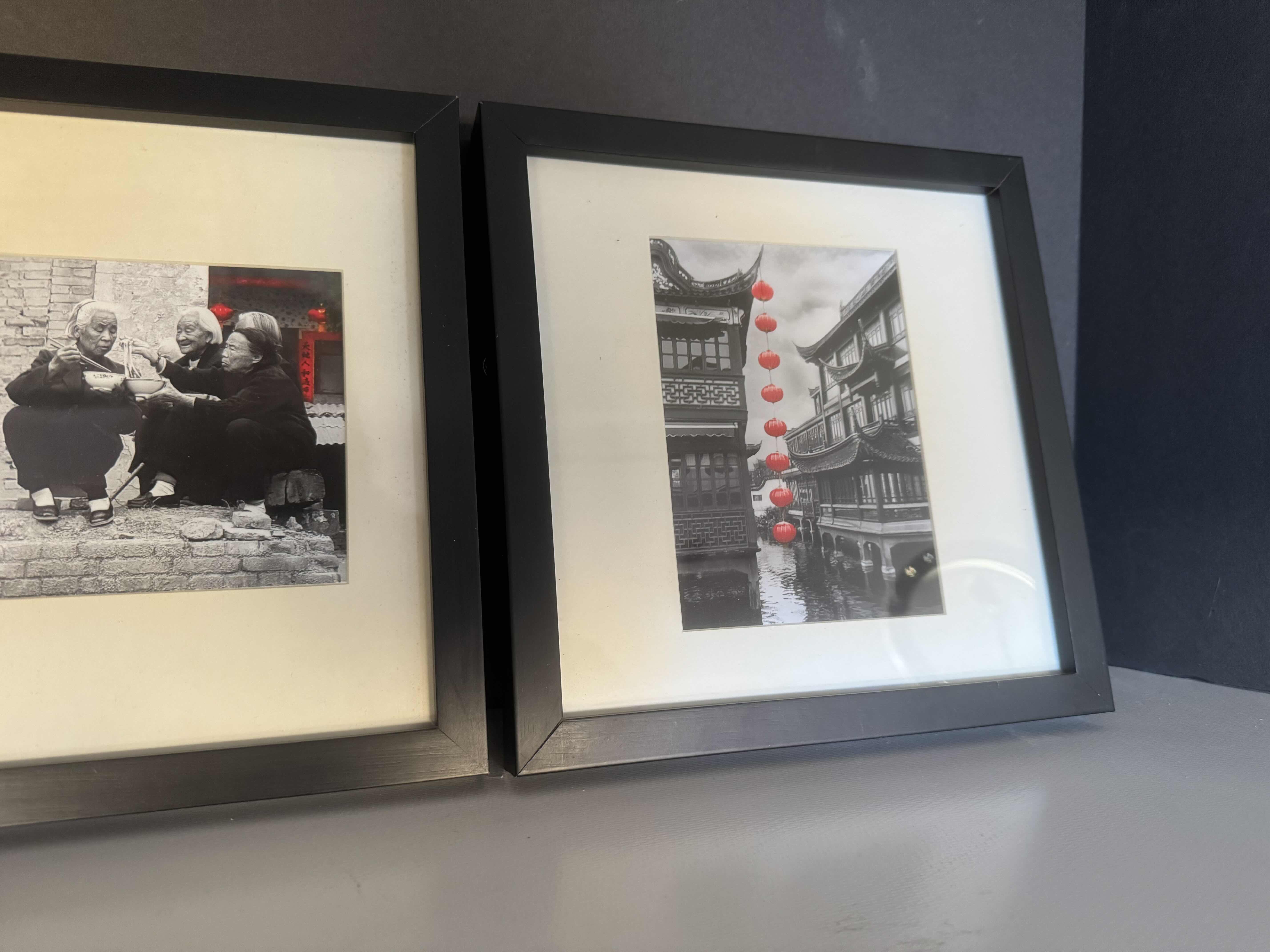 Photo 3 of 2- JAPANESE ARTWORK - BLACK AND WHITE WITH RED ACCENTS 9” X 9”