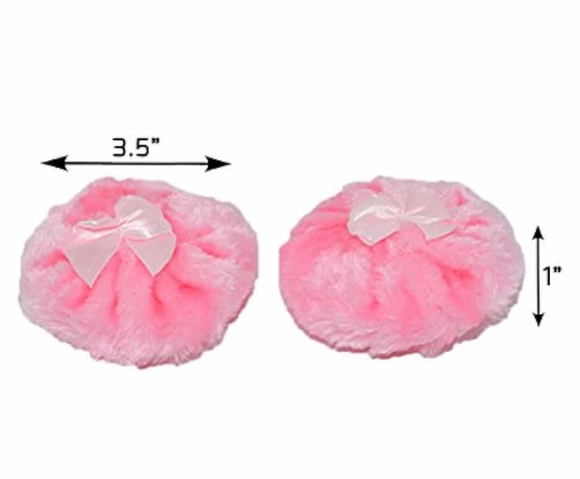 Photo 1 of 100 SETS-PINK POWDER PUFF SETS FOR MAKEUP OR CRAFTING. WITH PINK BOW. (1 CASE) 