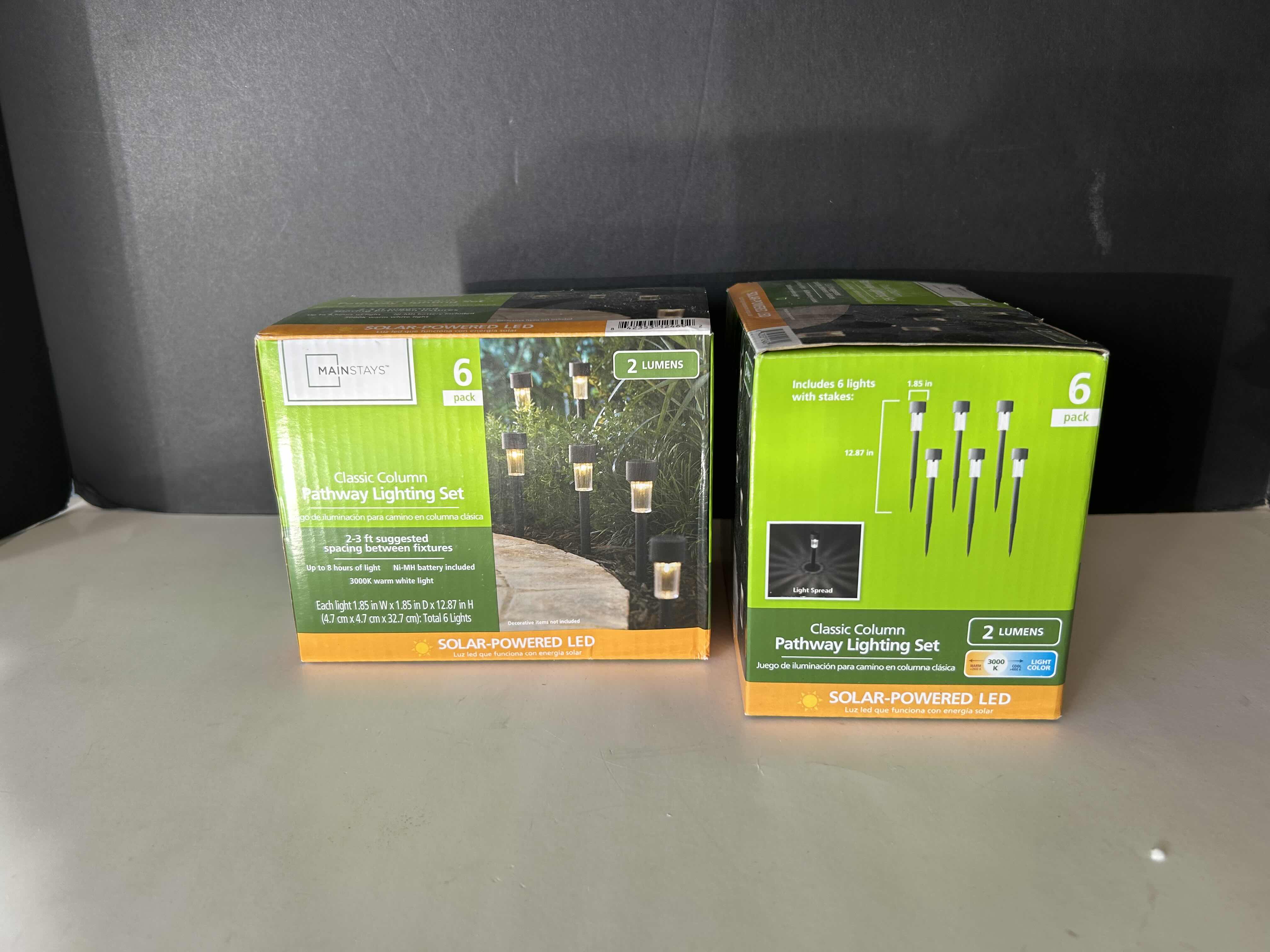 Photo 1 of 2 - BRAND NEW MAINSTAYS PATHWAY LIGHTING SOLAR POWERED LED COLUMN LIGHTS