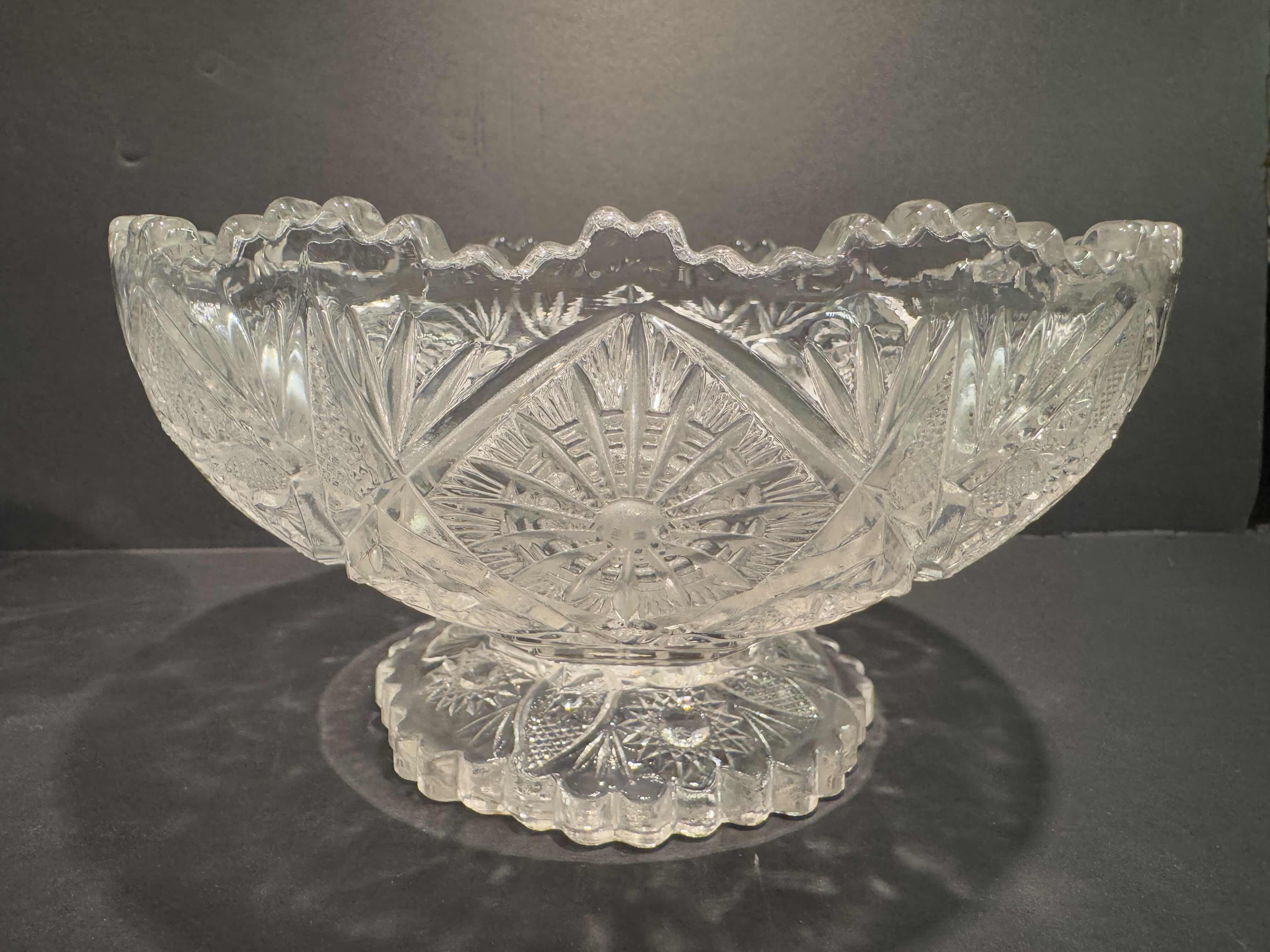 Photo 1 of 2 CRYSTAL PIECES-BISCUIT JAR AND FOOTED COMPOTE BOWL
