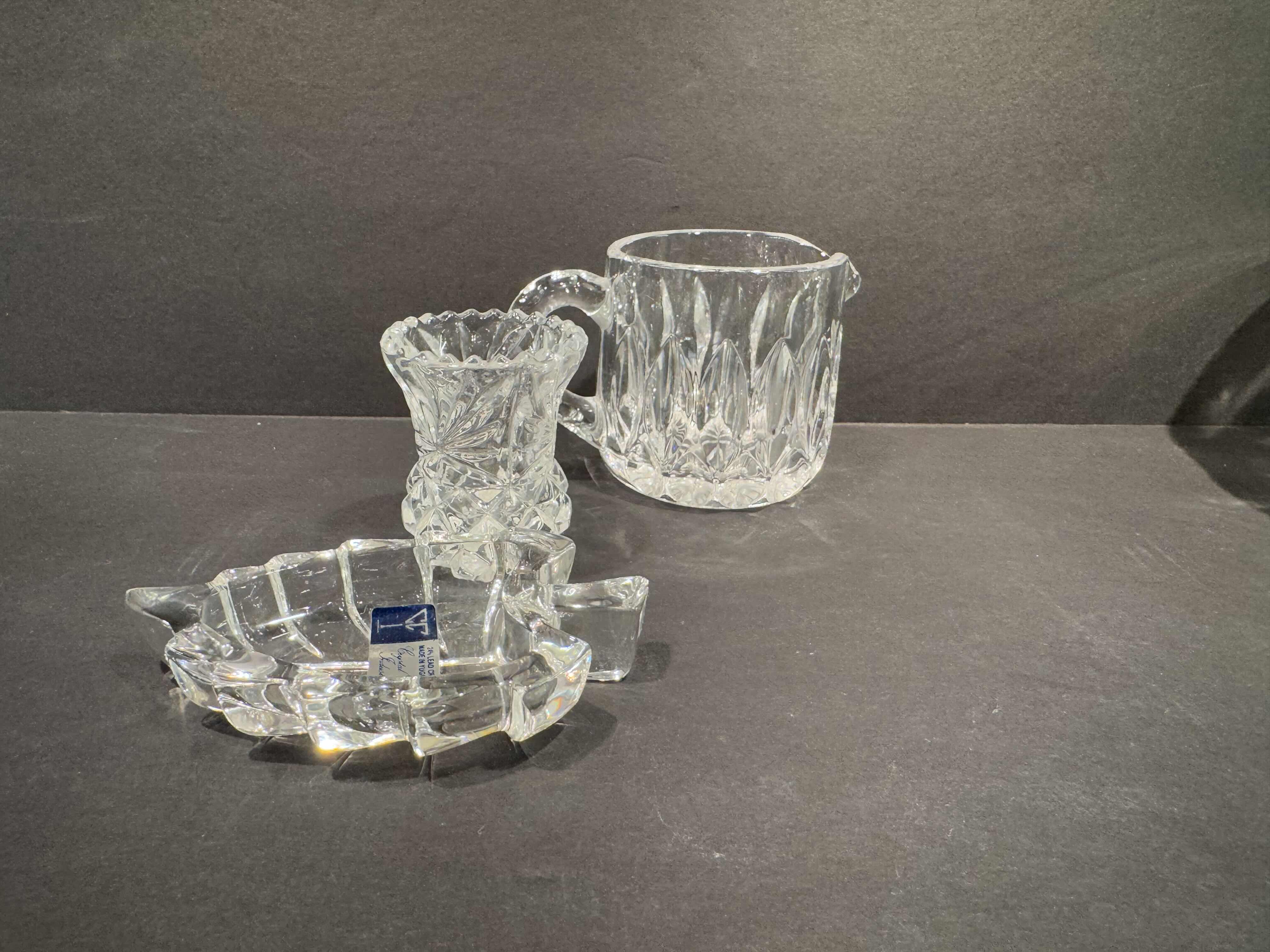 Photo 1 of 5-VINTAGE GENUINE EUROPEAN LEAD CRYSTAL PIECES. BOWLS, CANDY DISH, AND MUGS.