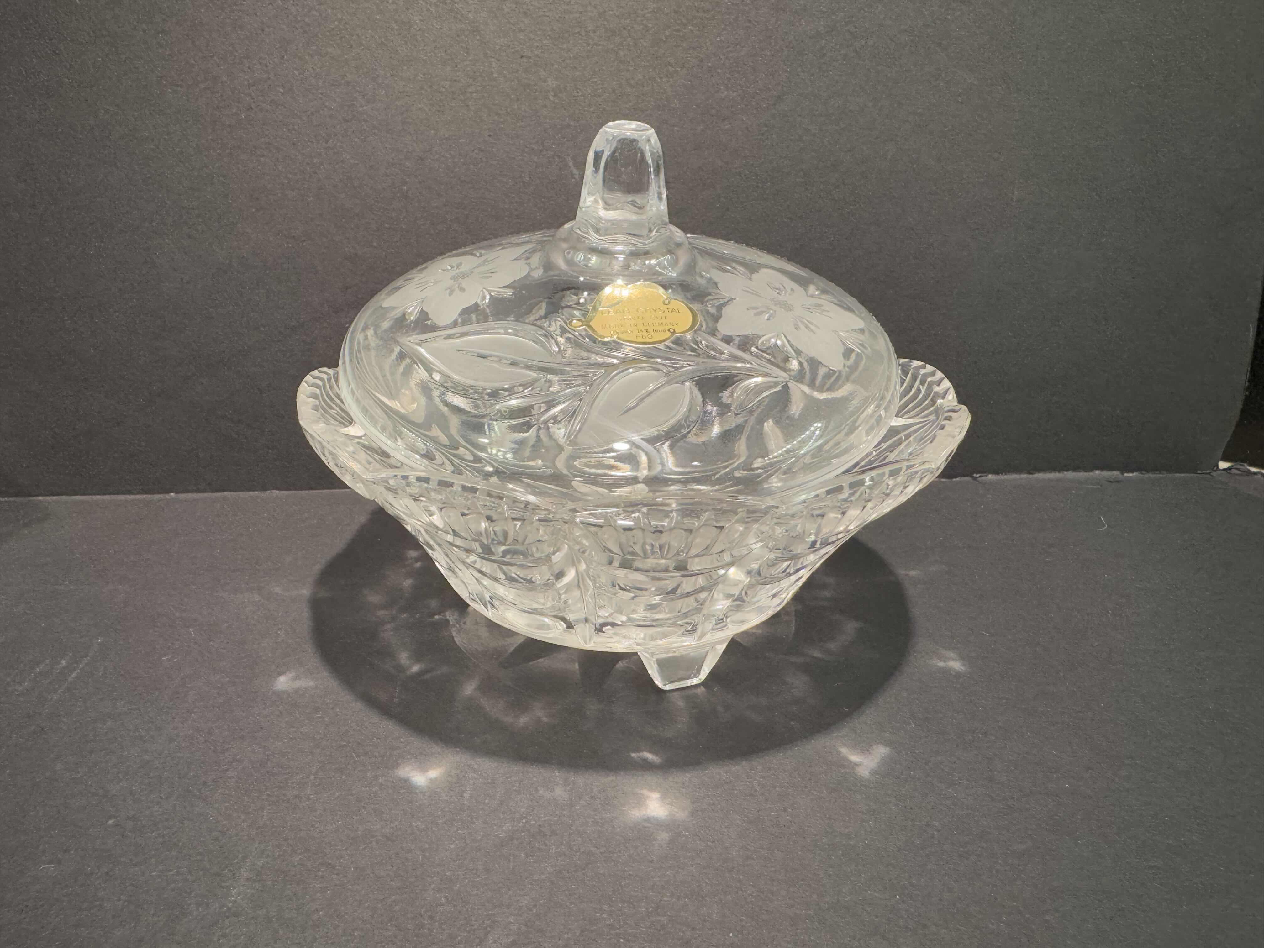 Photo 1 of 5-VINTAGE GENUINE EUROPEAN LEAD CRYSTAL PIECES. BOWLS, CANDY DISH, AND MUGS.