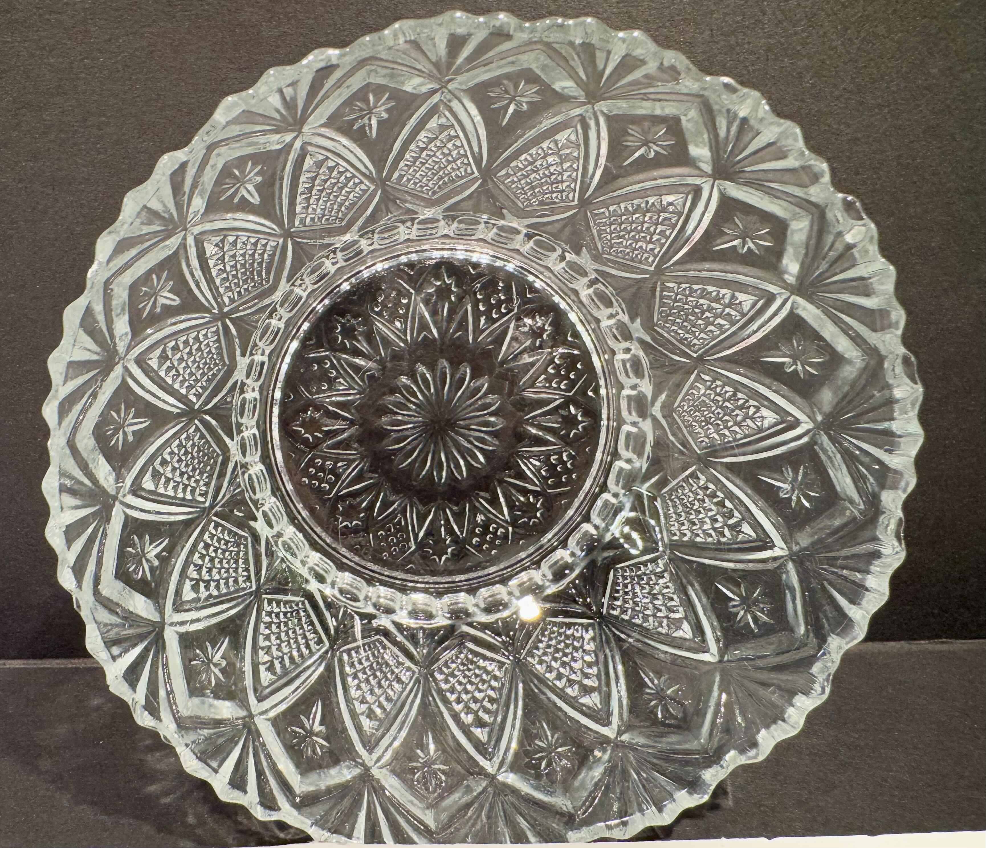 Photo 1 of 5 -CRYSTAL SERVING BOWLS/PLATTERS 2-6” SMALL PLATTERS, 1-4.5” BOWL, 1-5” BOWL, 1-6” FOOTED BOWL