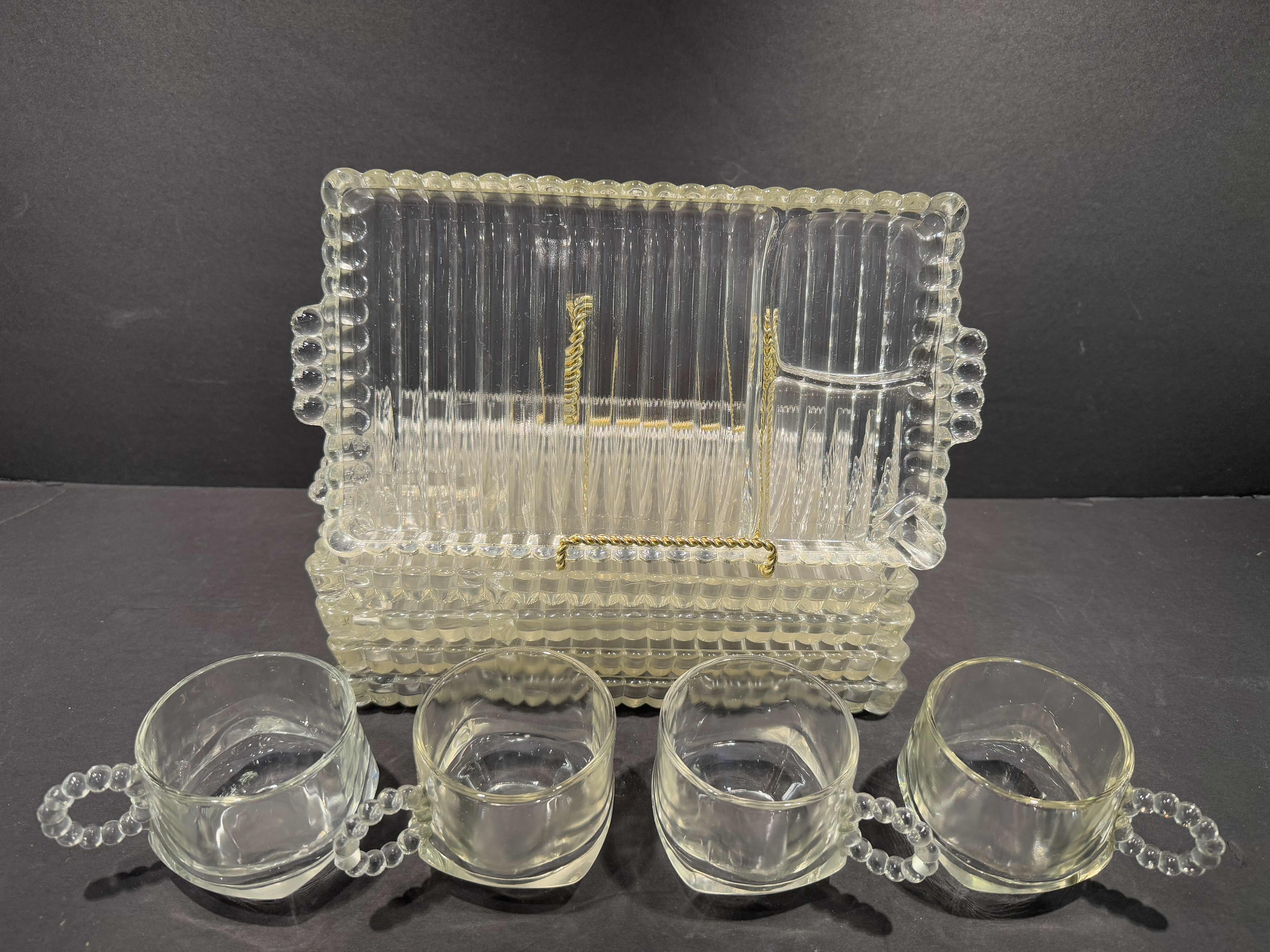 Photo 1 of 4 SETS OF 1940’s HAZEL ATLAS SIP AND SMOKE SNACK SETS 