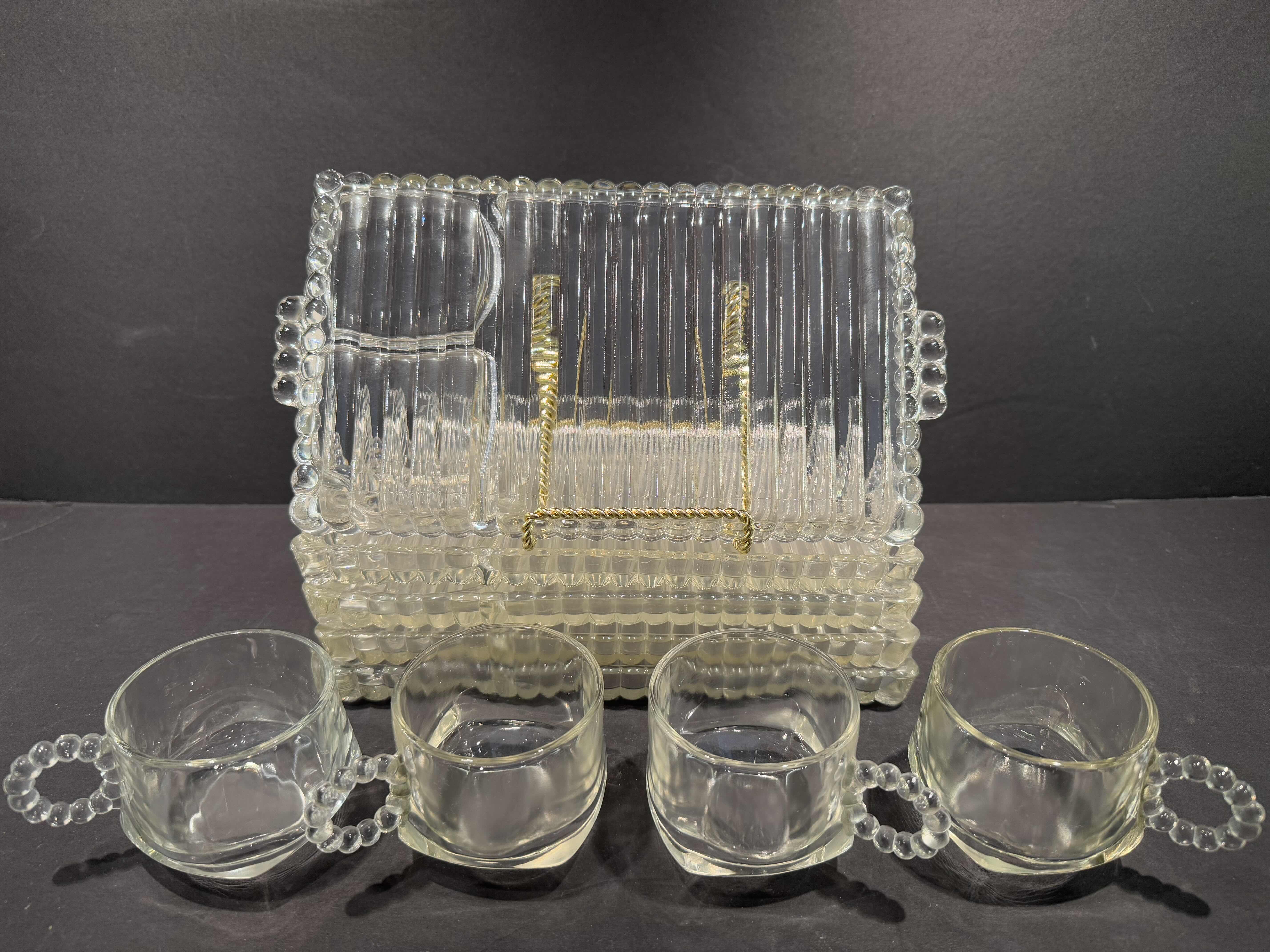 Photo 1 of 4 SETS OF 1940’s HAZEL ATLAS SIP AND SMOKE SNACK SETS 