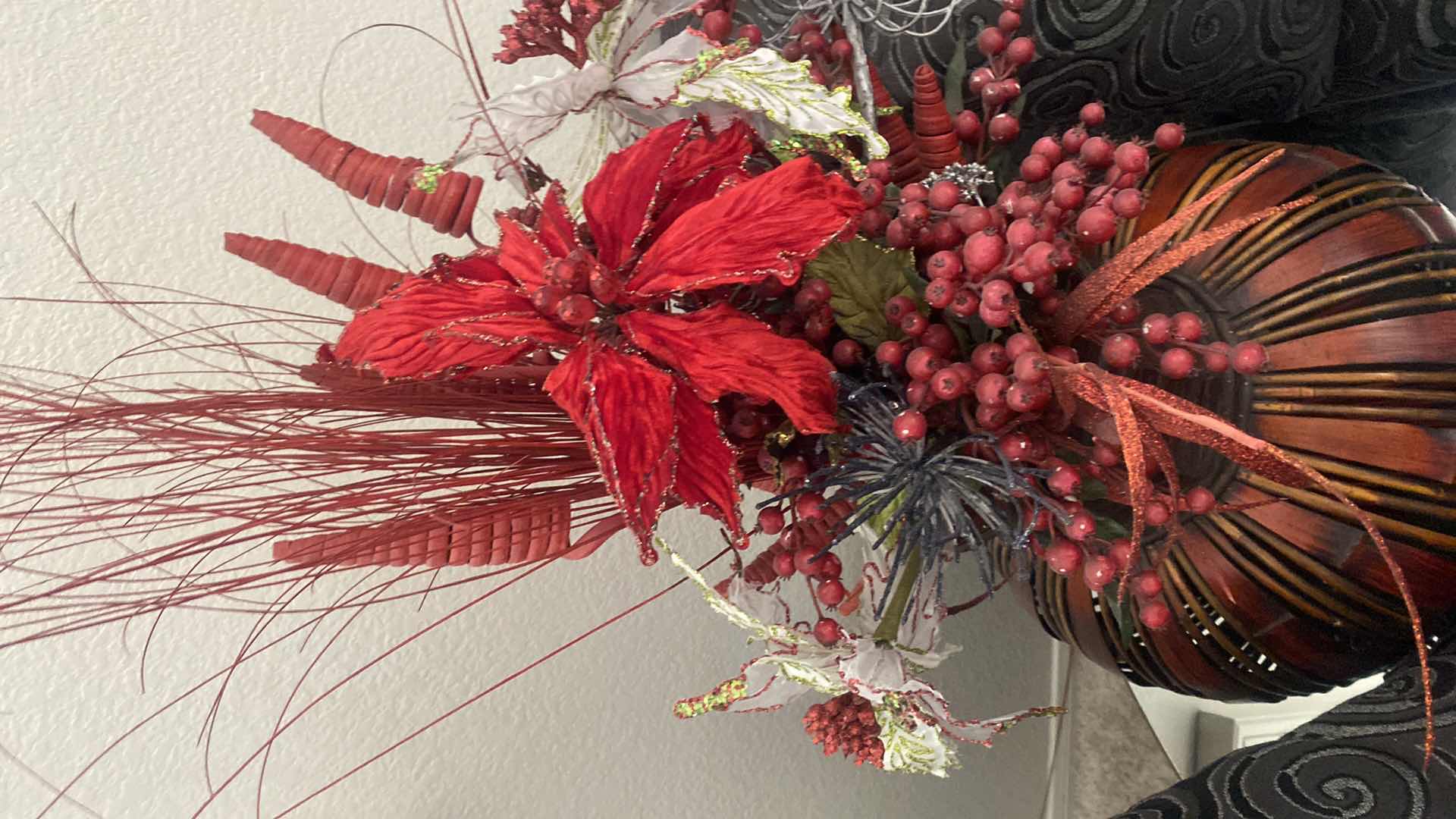 Photo 1 of FAUX FLORAL  15“ x 18“ (VASE ONLY) AND GLASS CANDY DISH WITH LID